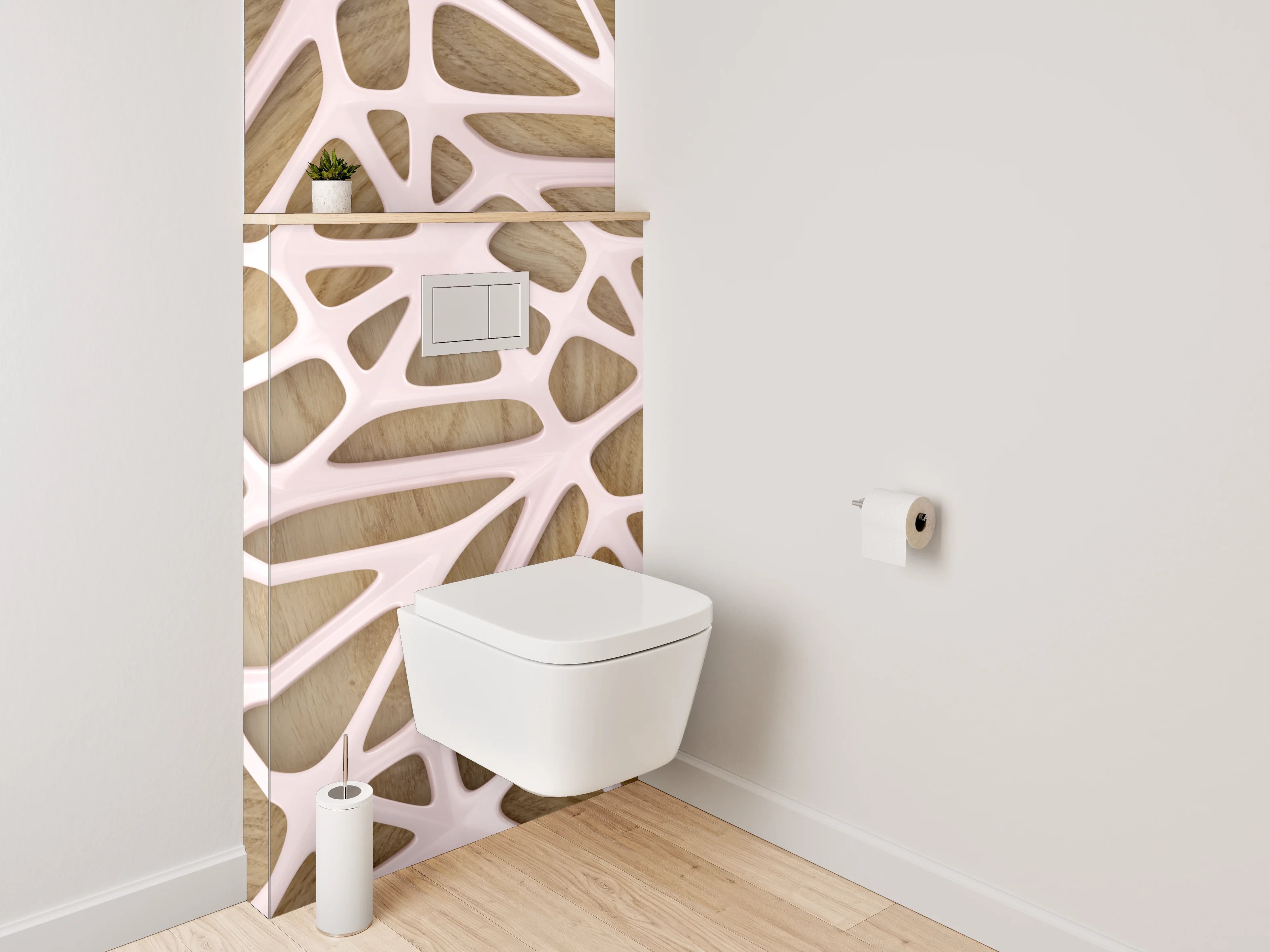 WC-Rückwand - Modernes geometrisches Holzmuster
