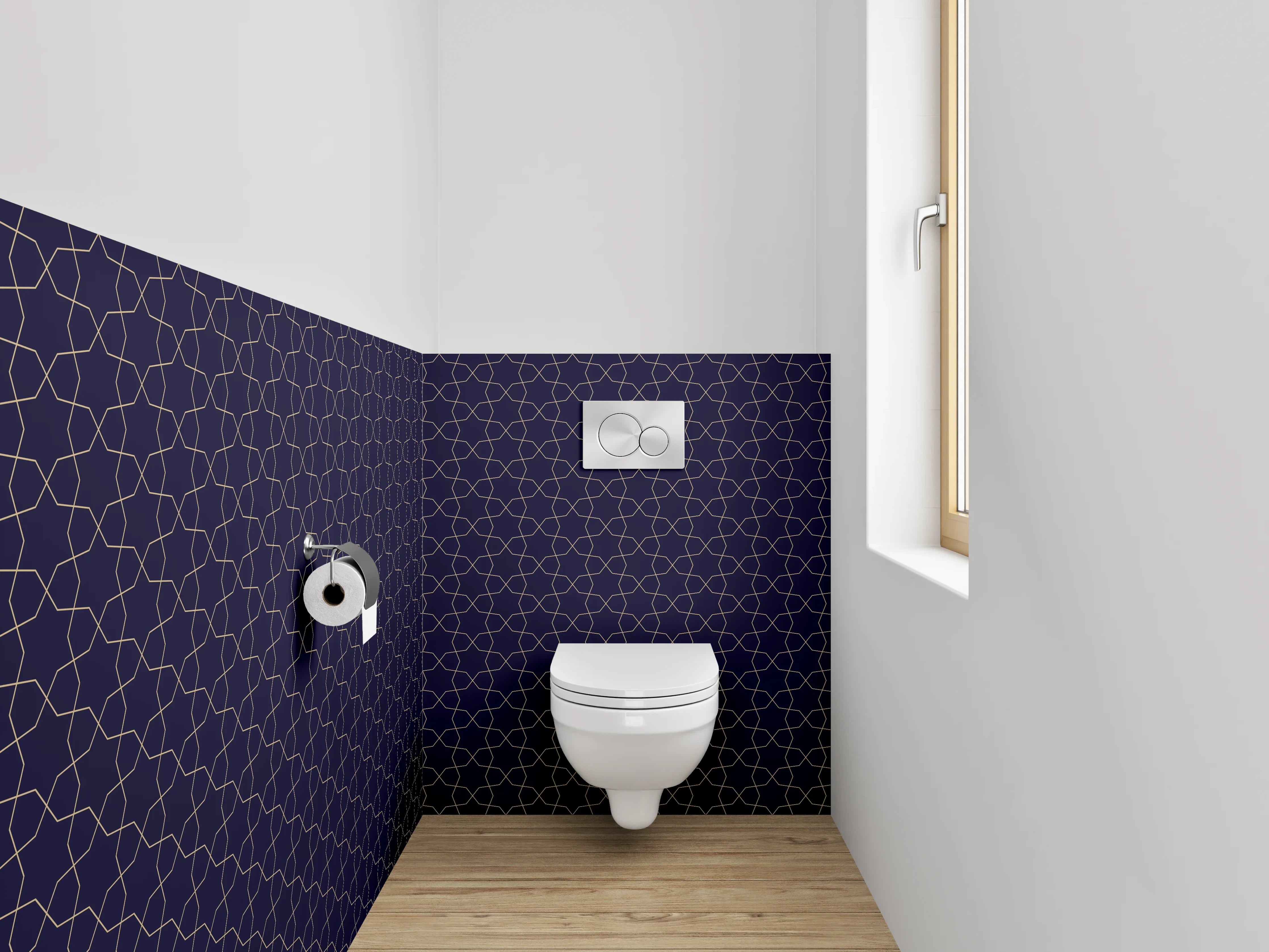 WC-Rückwand - Modernes geometrisches Kreismuster Dunkelblau