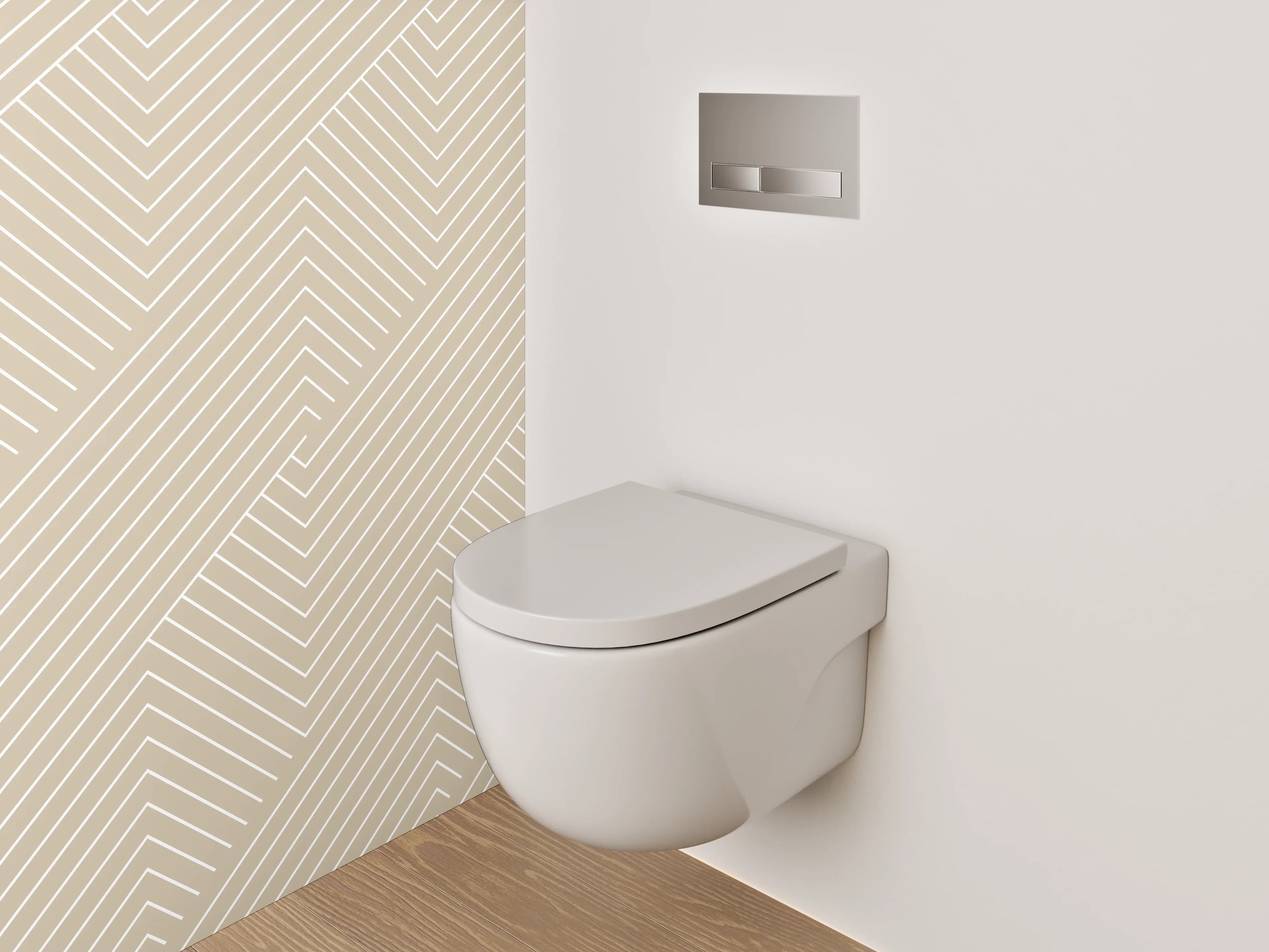 WC-Rückwand - Modernes geometrisches Linienmuster Beige