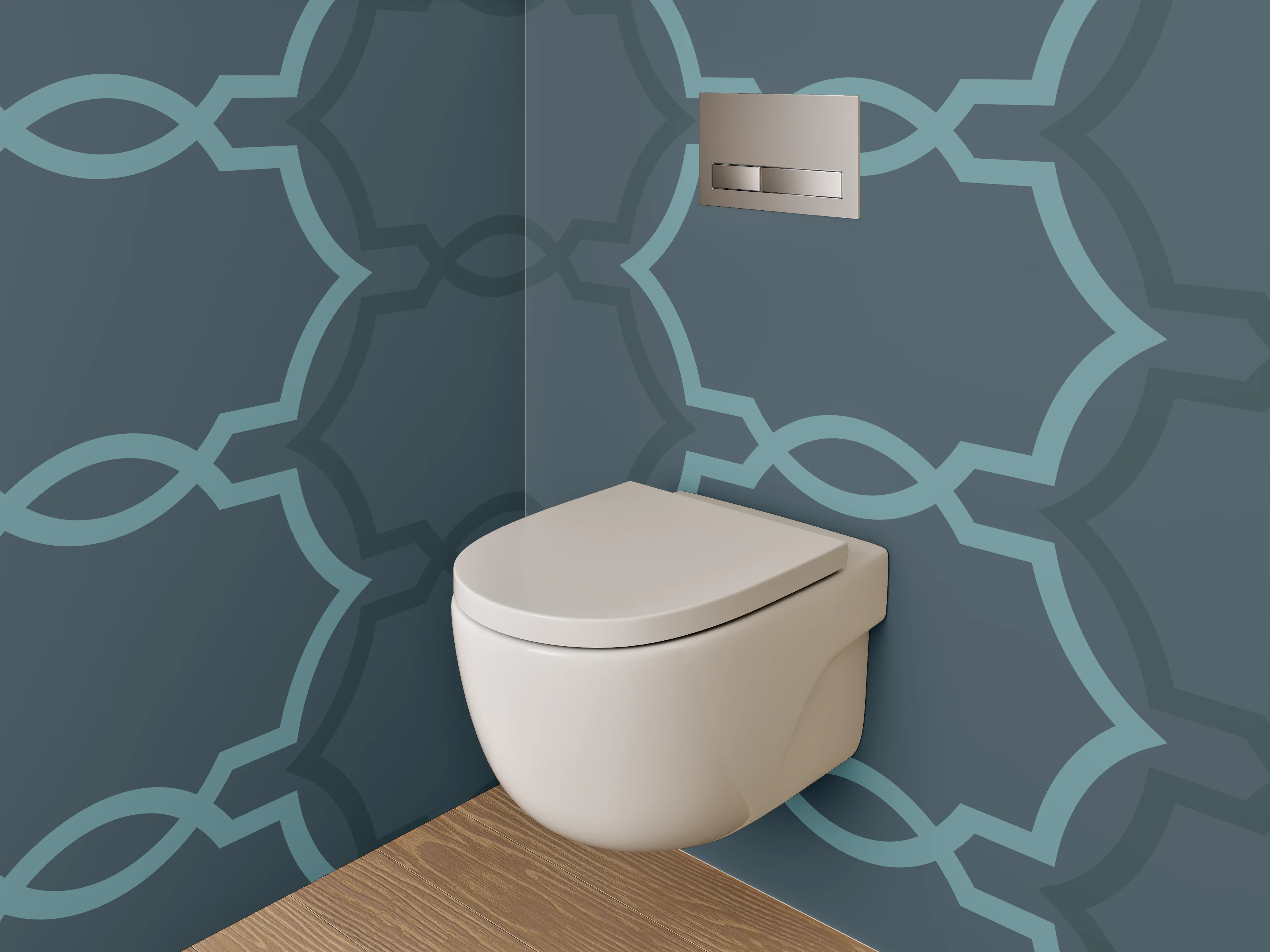 WC-Rückwand - Modernes geometrisches Muster Dunkelblau