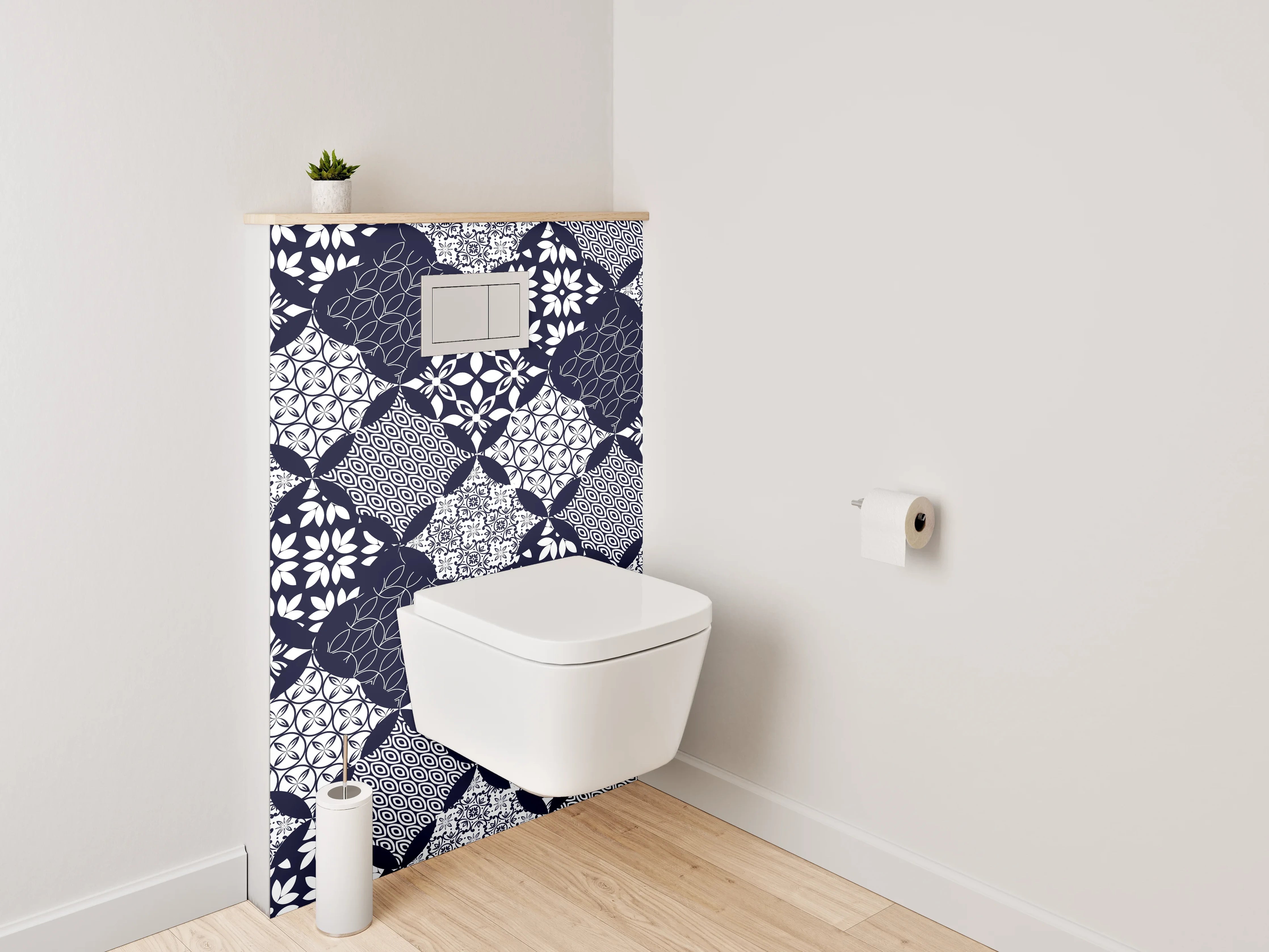 WC-Rückwand - Modernes geometrisches Muster Schwarz-Weiß