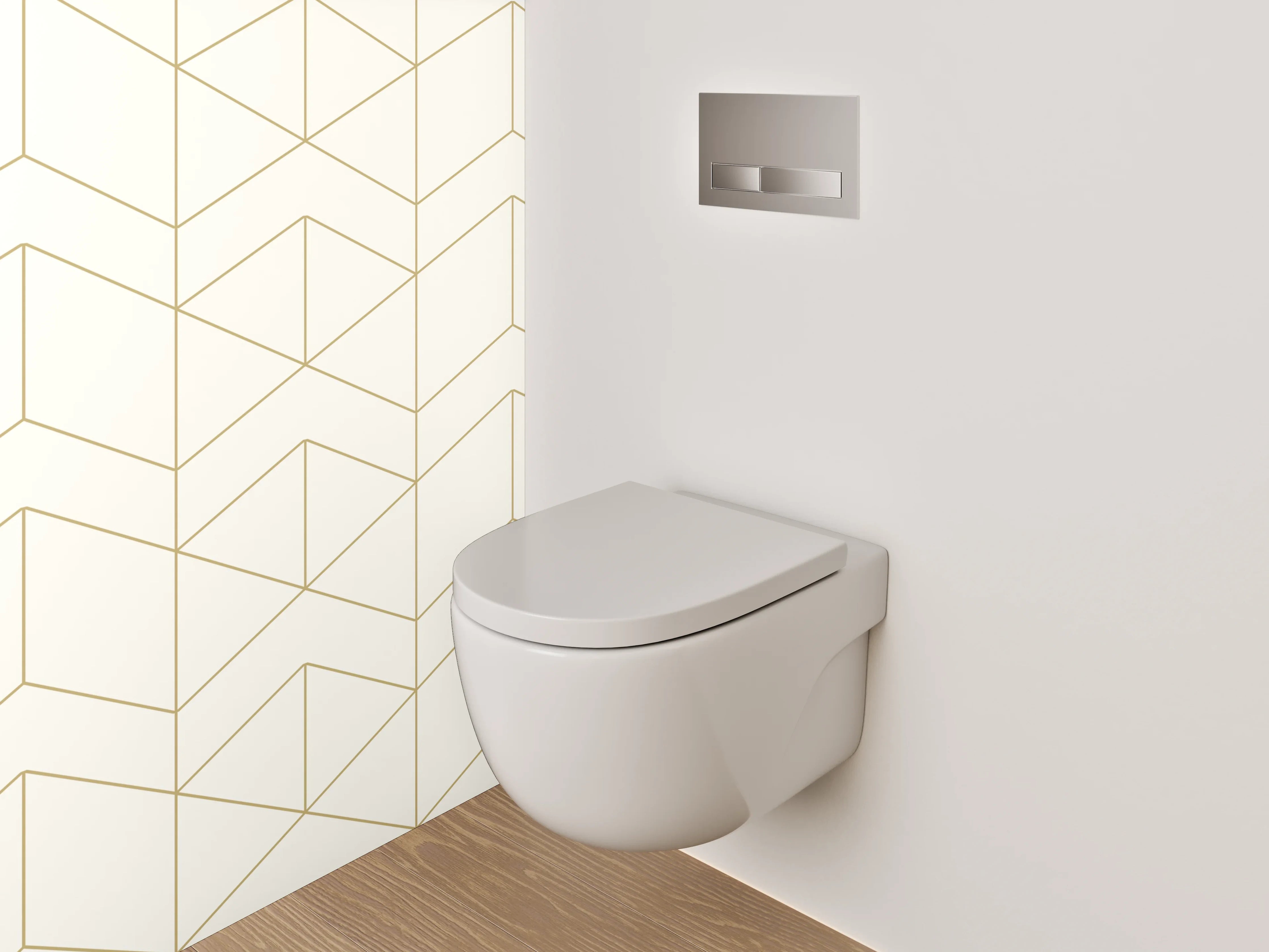 WC-Rückwand - Modernes geometrisches Muster in Weiß-Grau