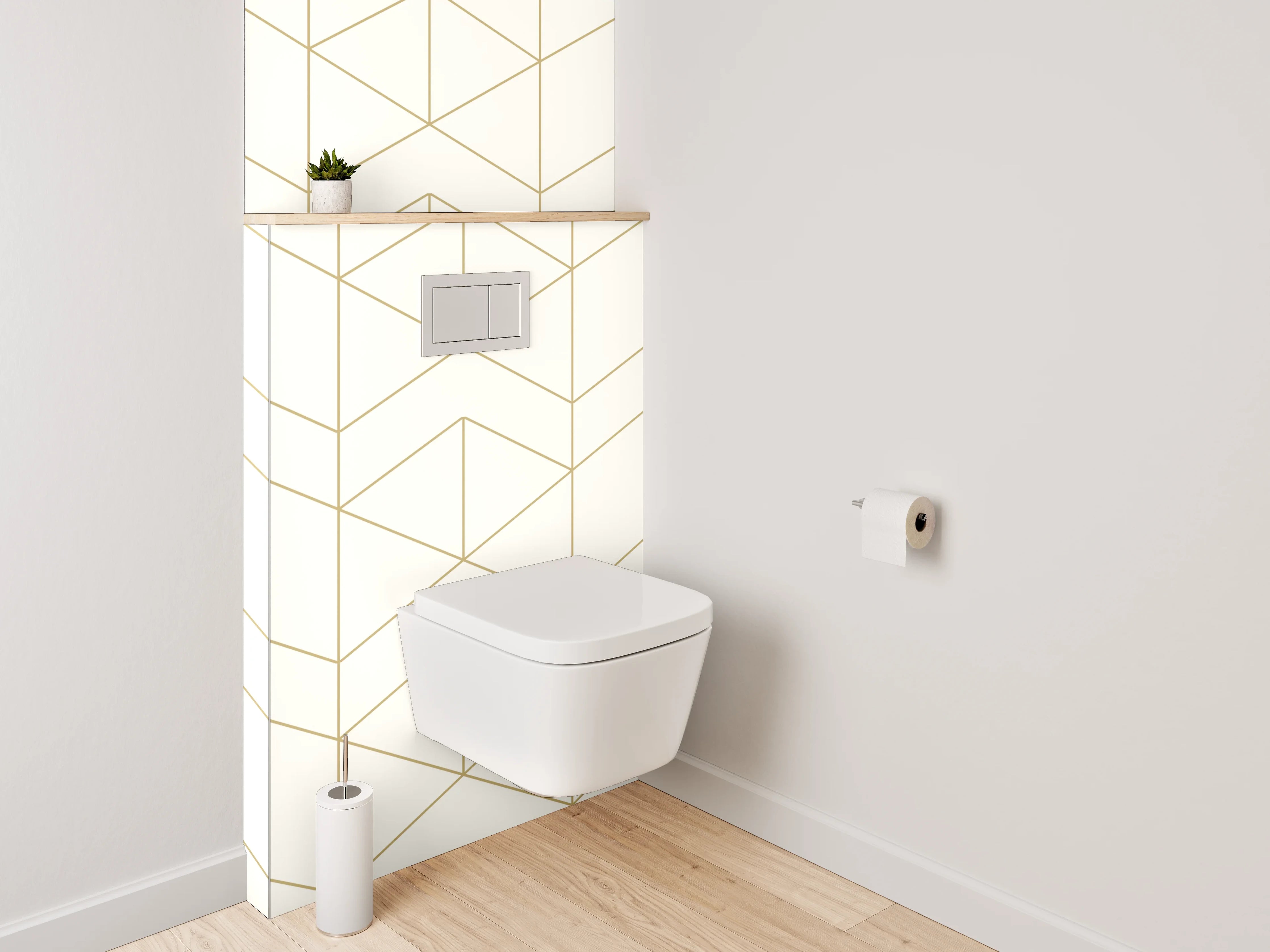 WC-Rückwand - Modernes geometrisches Muster in Weiß-Grau
