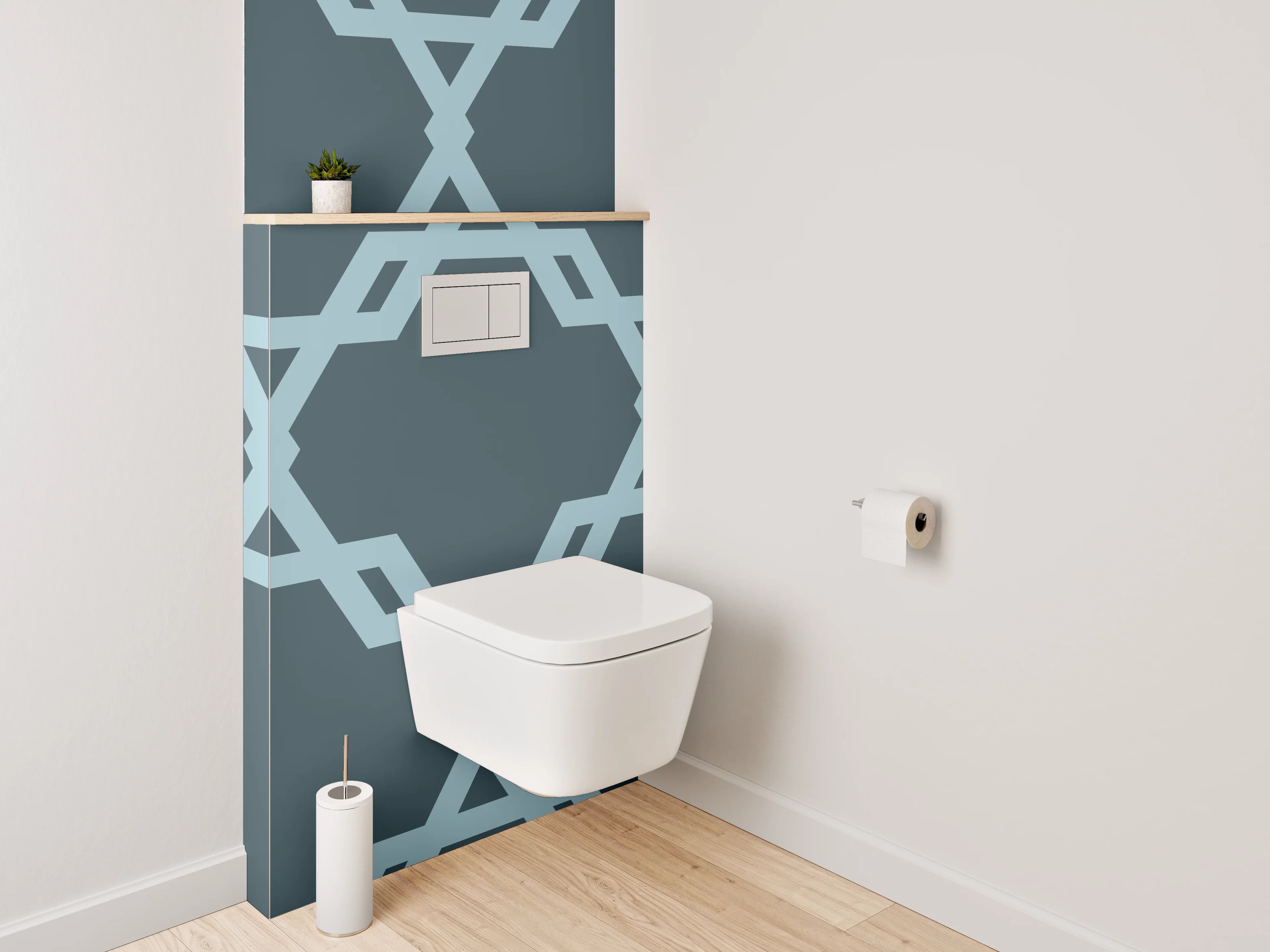 WC-Rückwand - Modernes geometrisches Retro-Muster Blau