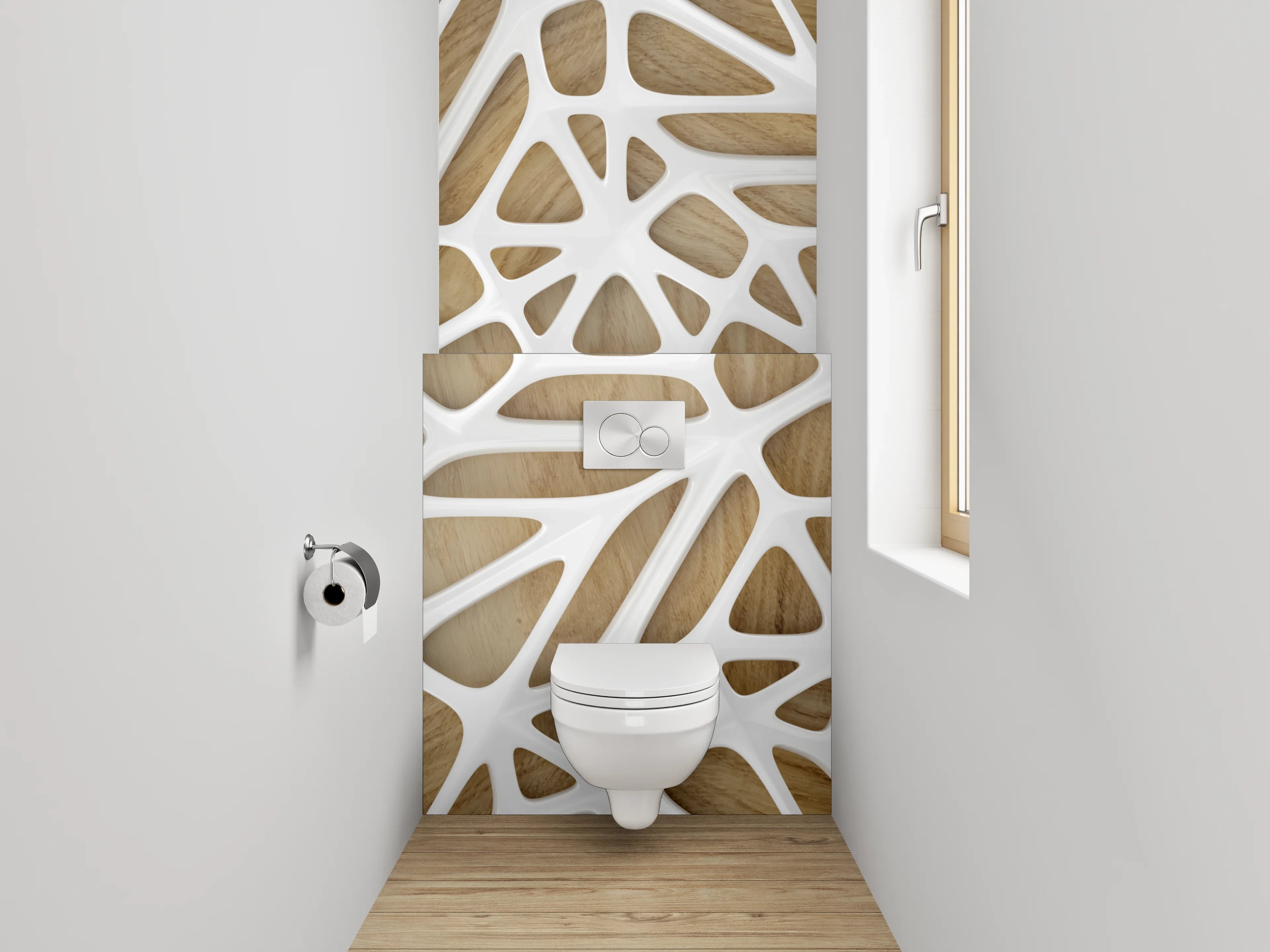 WC-Rückwand - Modernes organisches Muster Holz Weiß