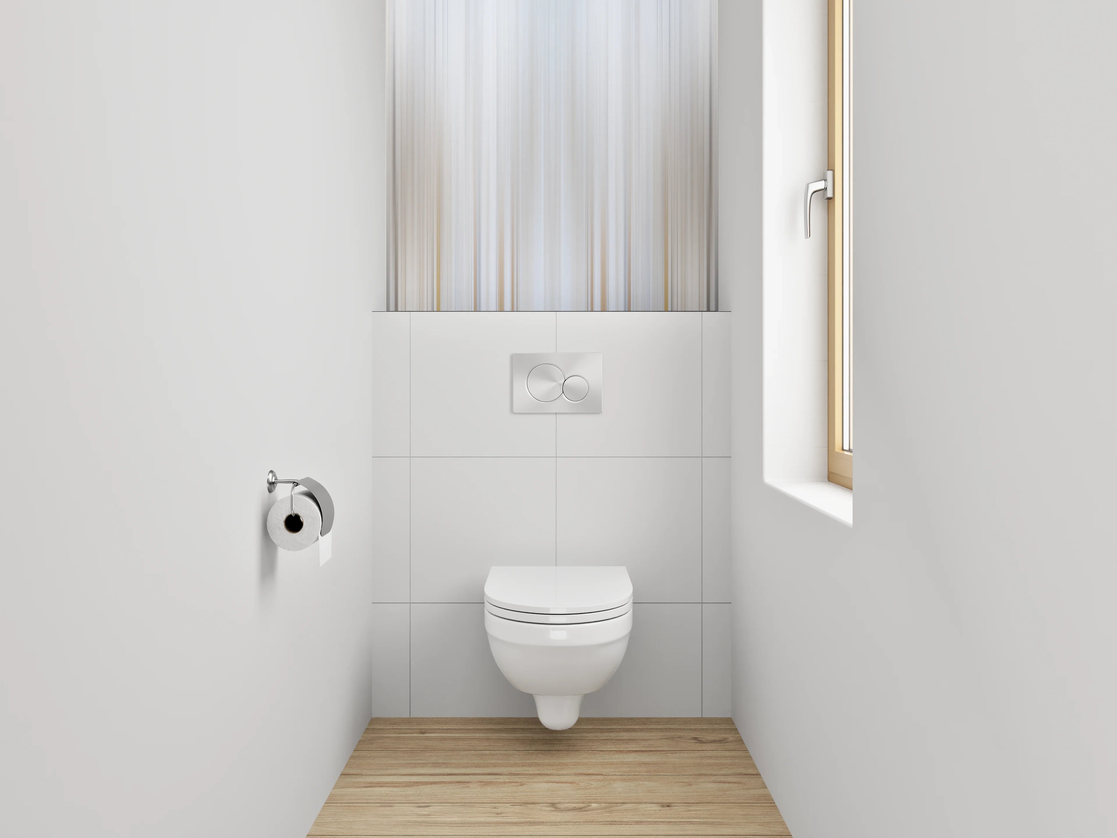 WC-Rückwand - Modernes weiß-graues Streifenmuster