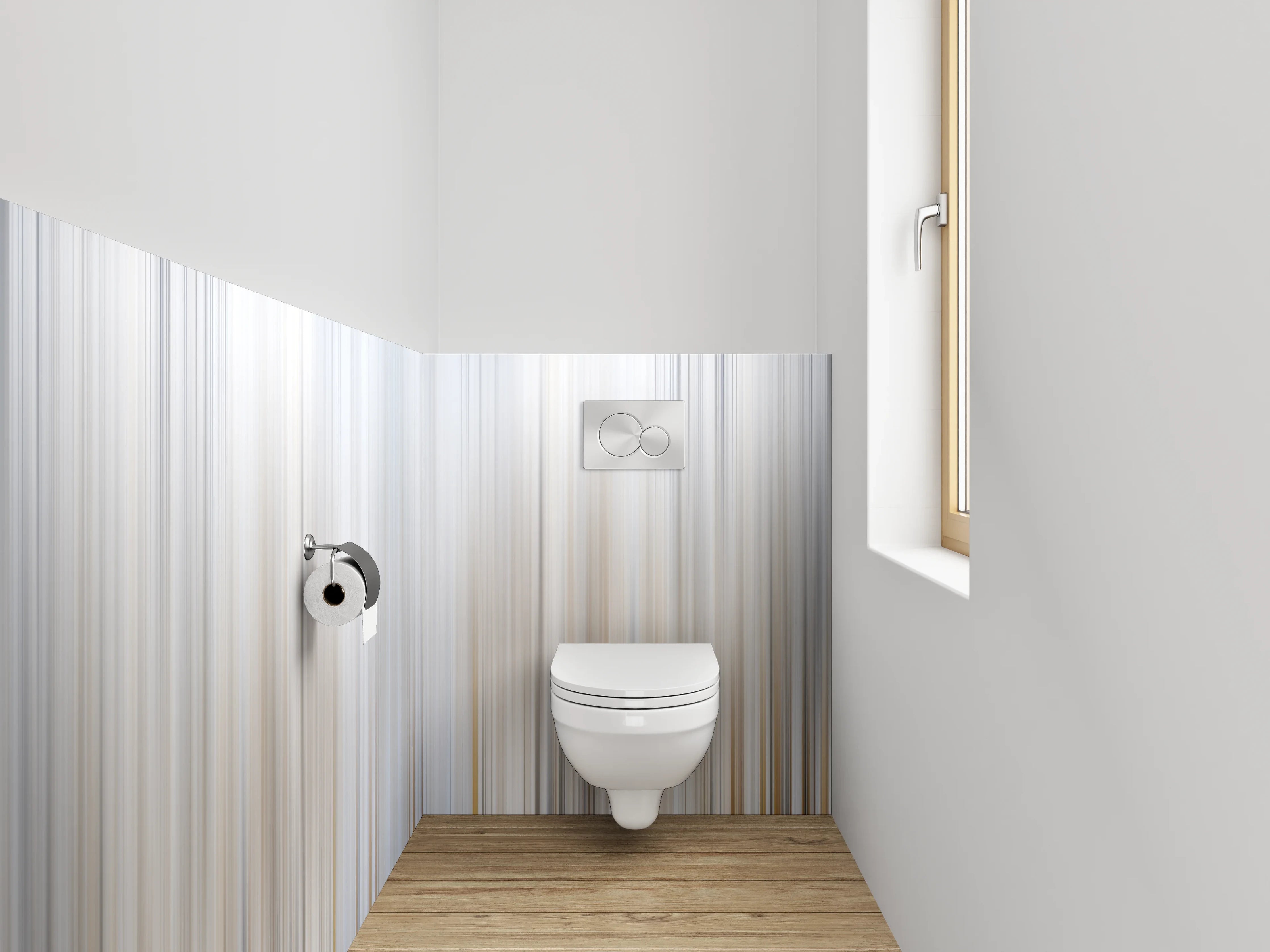 WC-Rückwand - Modernes weiß-graues Streifenmuster