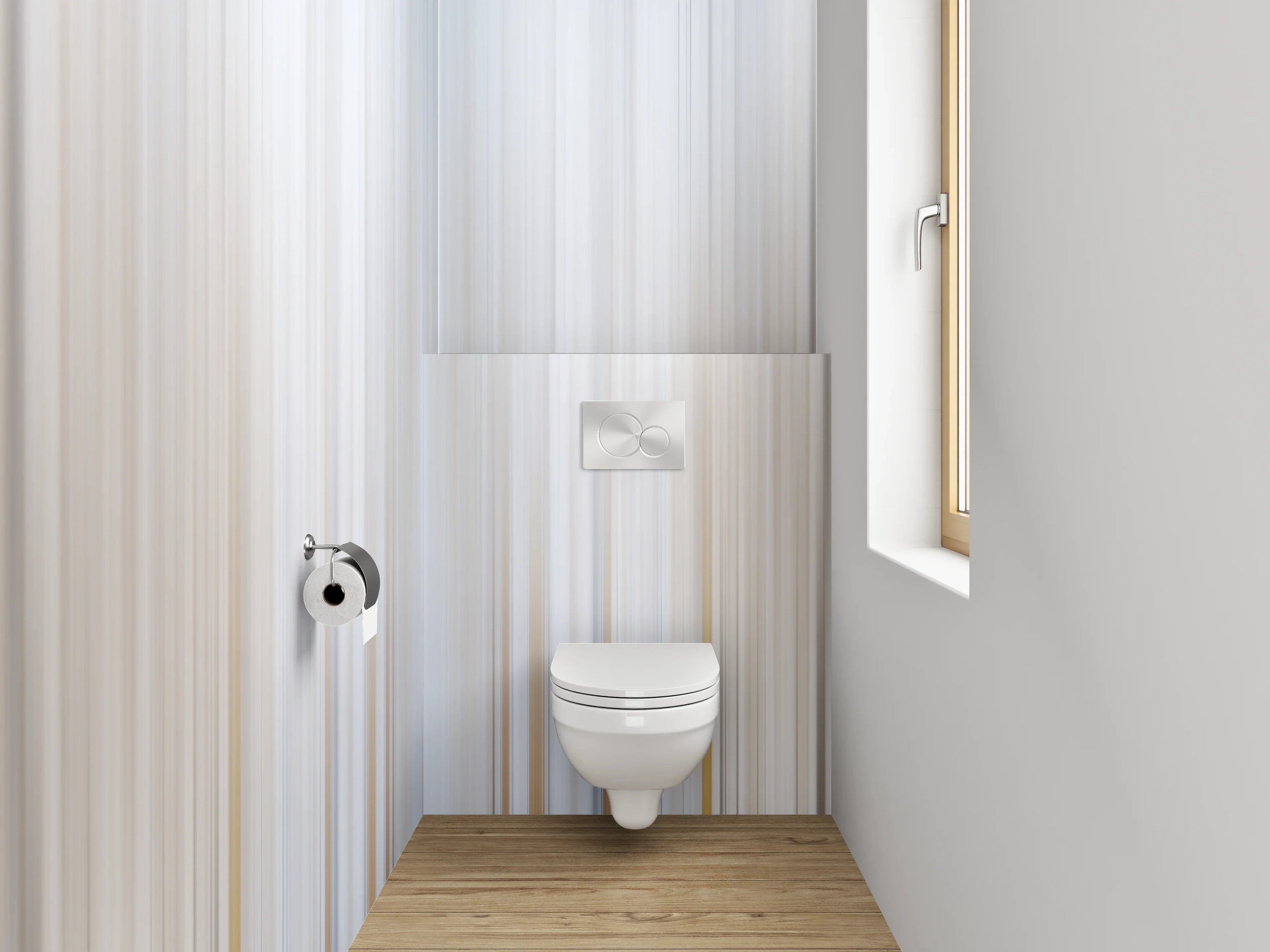 WC-Rückwand - Modernes weiß-graues Streifenmuster