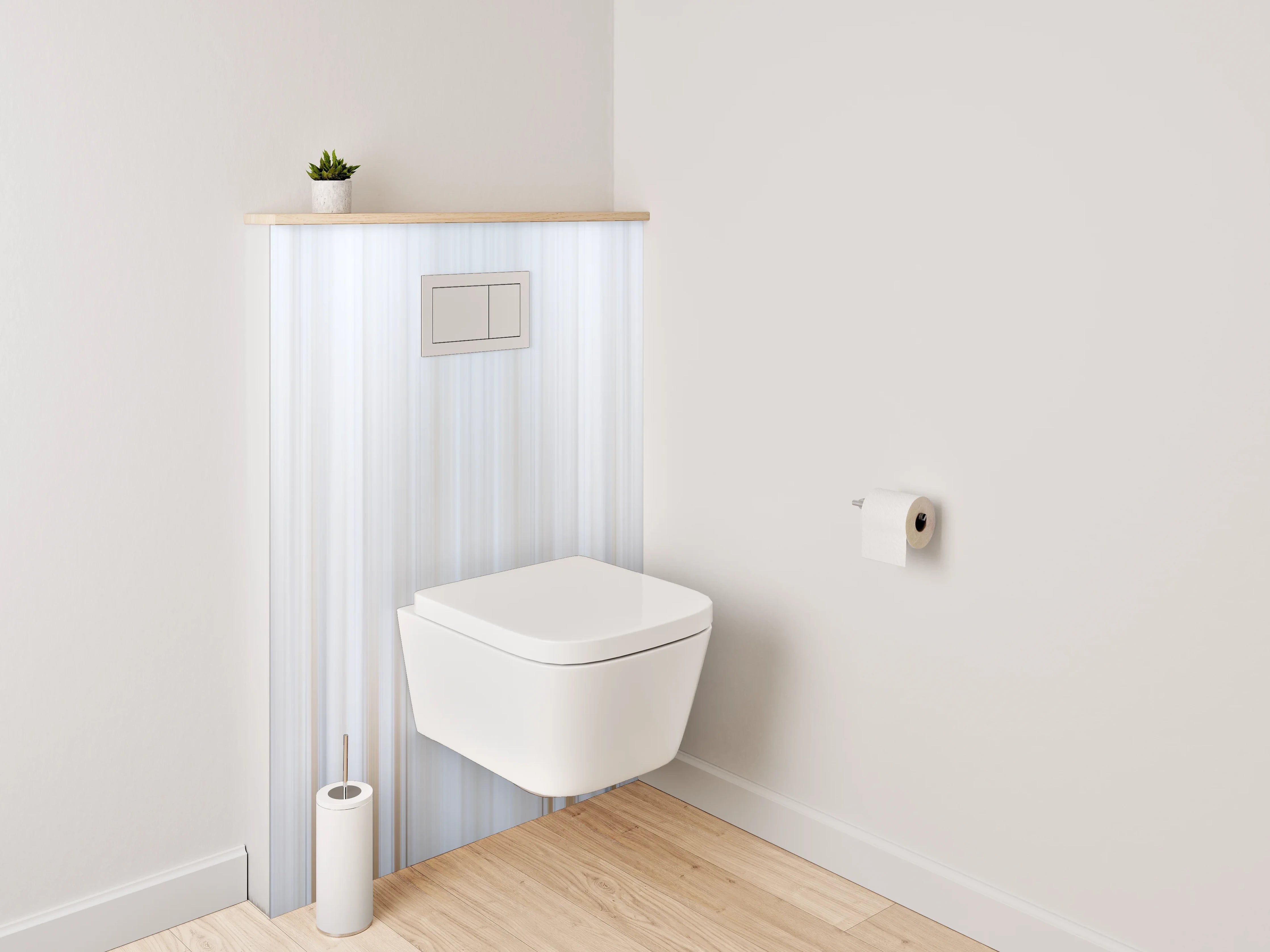 WC-Rückwand - Modernes weiß-graues Streifenmuster