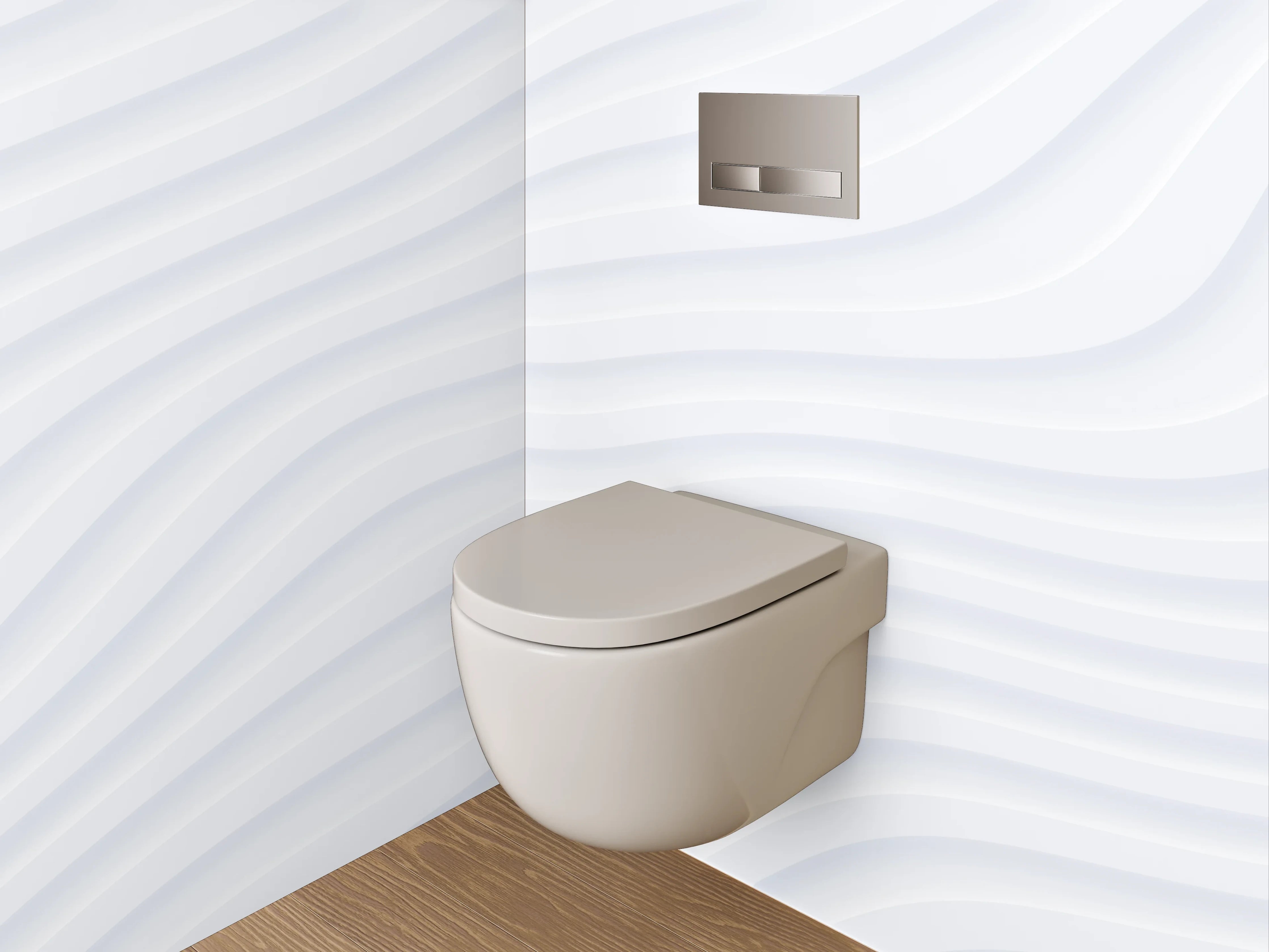 WC-Rückwand - Modernes weiß-graues Wellenmuster