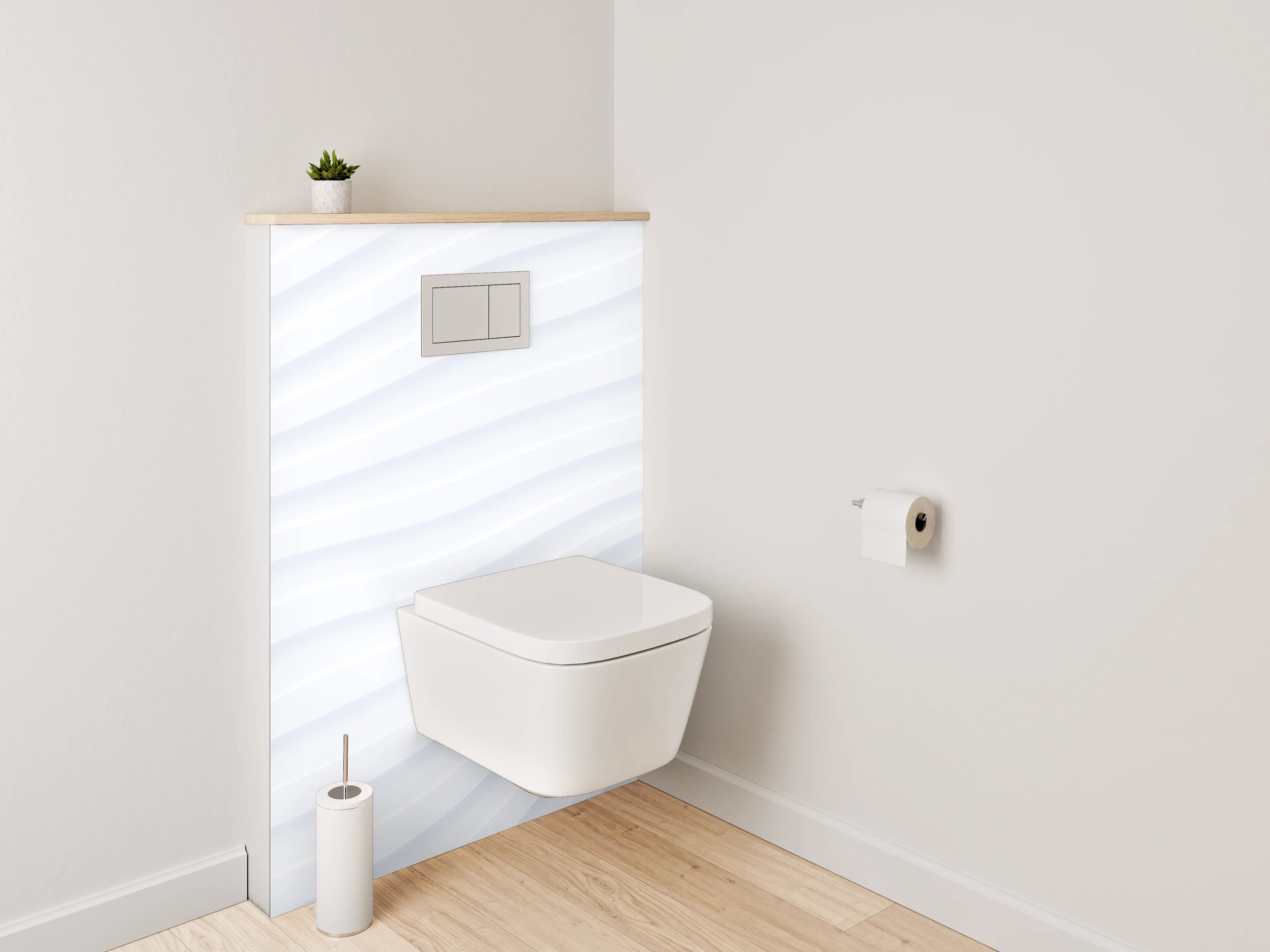 WC-Rückwand - Modernes weiß-graues Wellenmuster