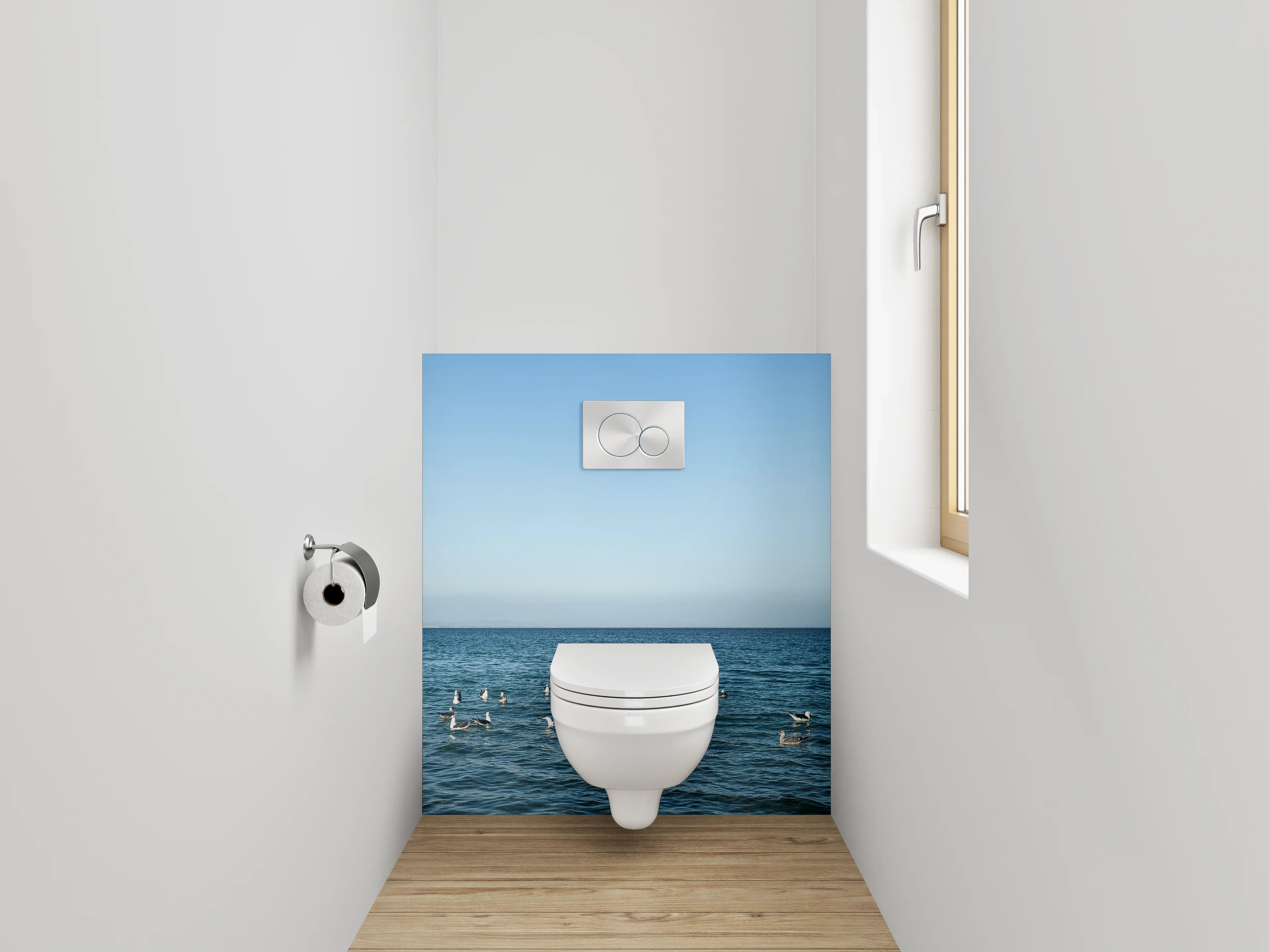WC-Rückwand - Möwen auf dem Meer – maritime Ruhe