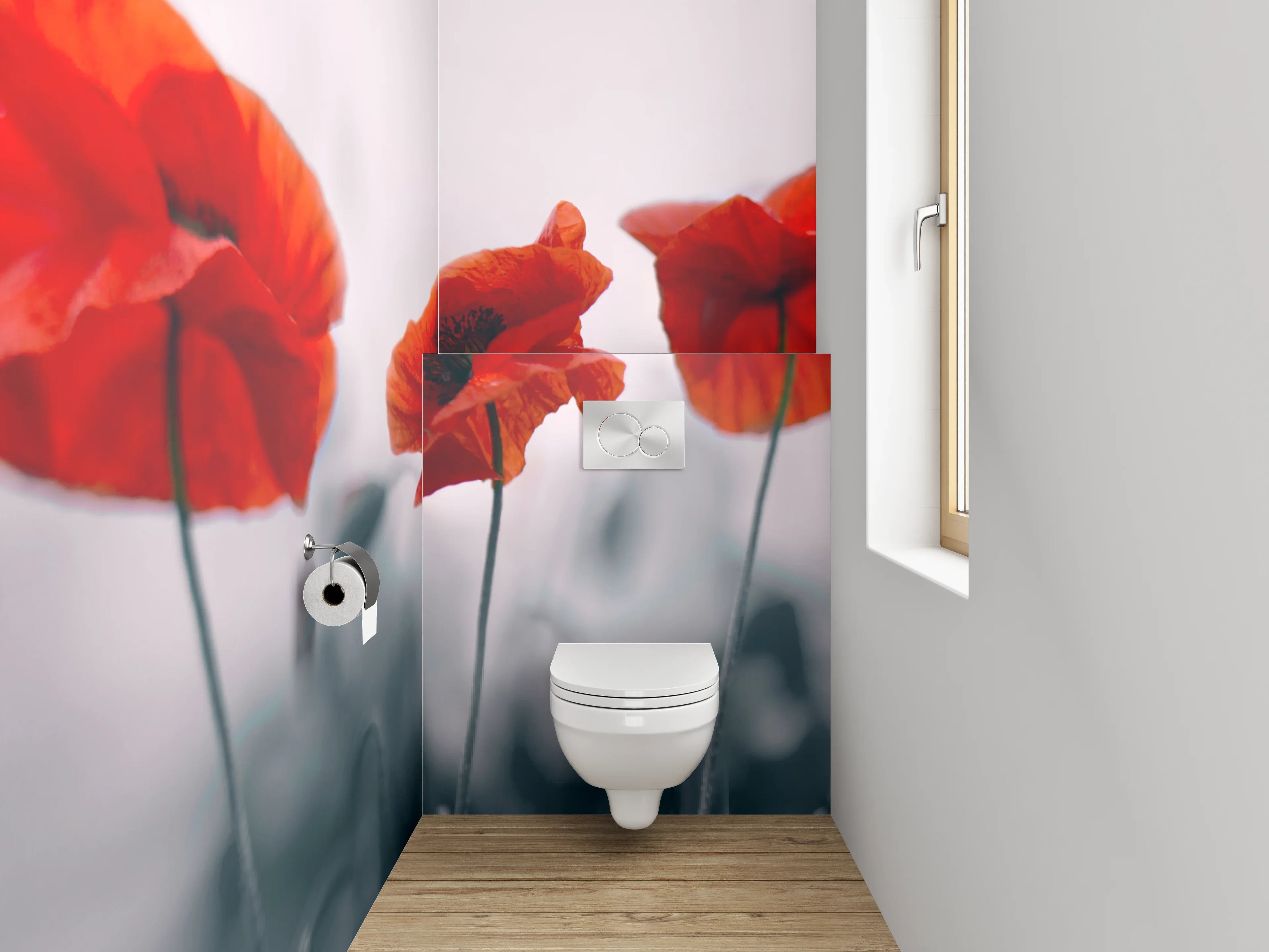 WC-Rückwand - Mohnblumen Panorama Naturfoto