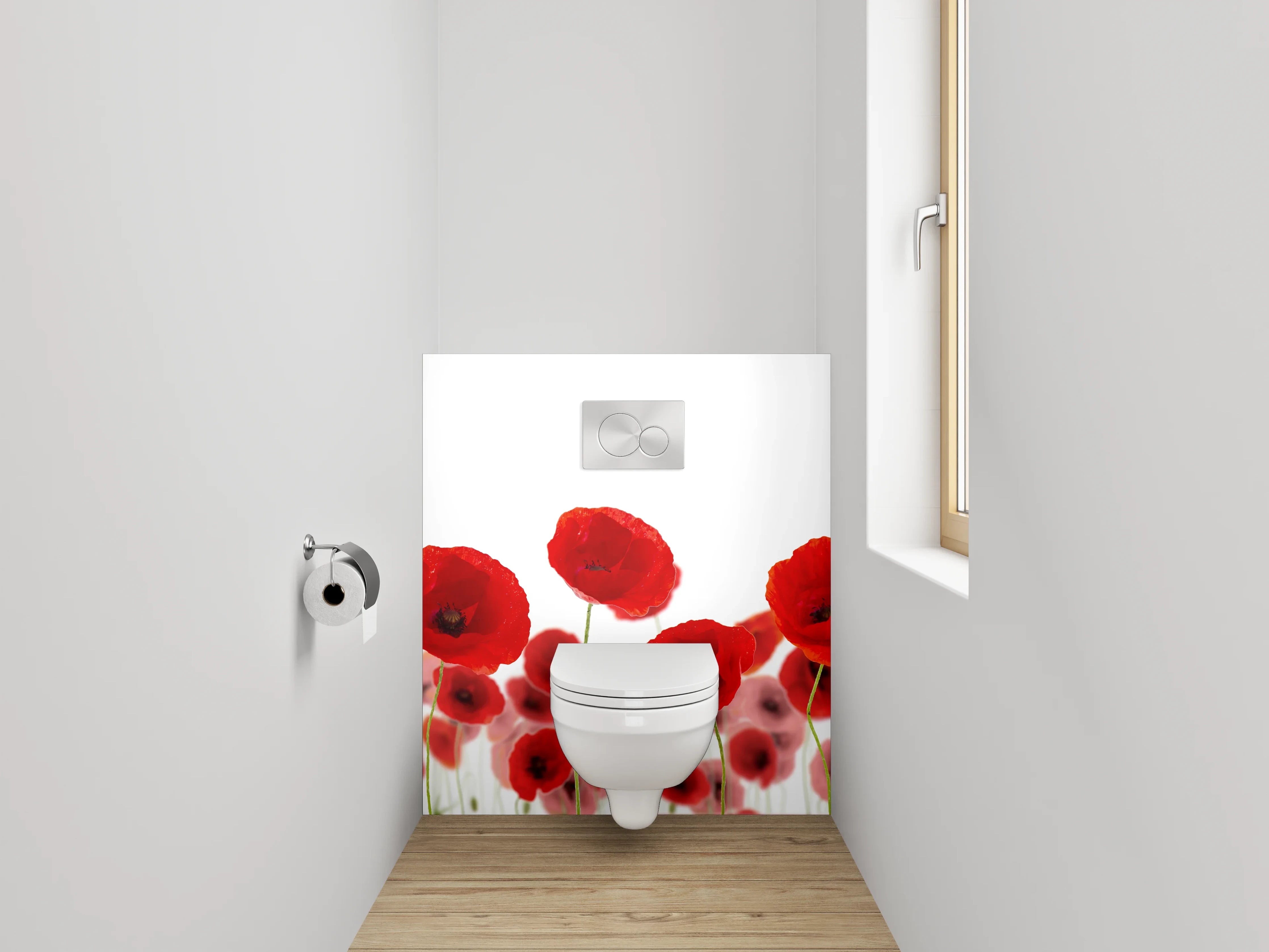 WC-Rückwand - Mohnblumen Wiese Wandbild