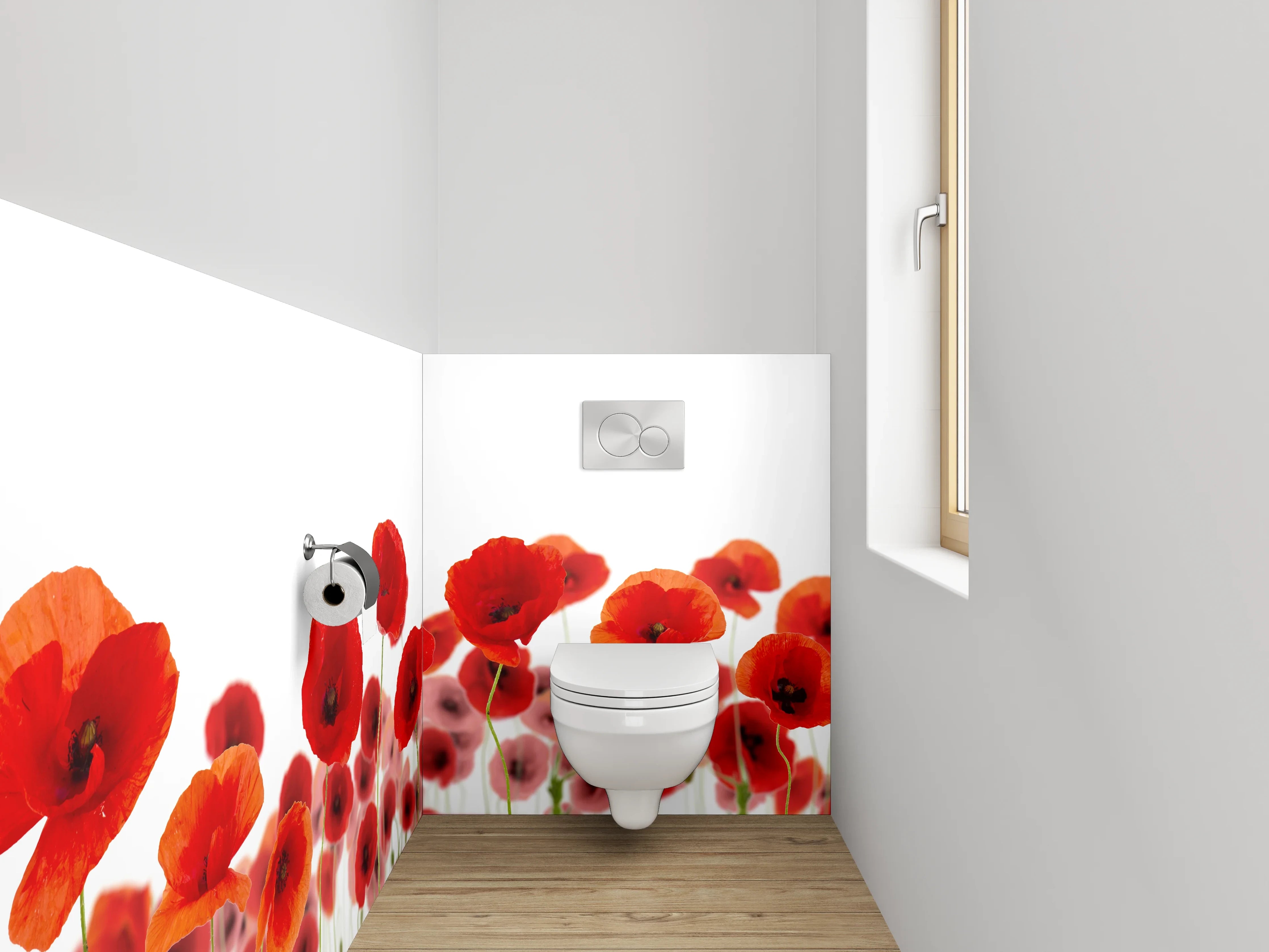 WC-Rückwand - Mohnblumen Wiese Wandbild