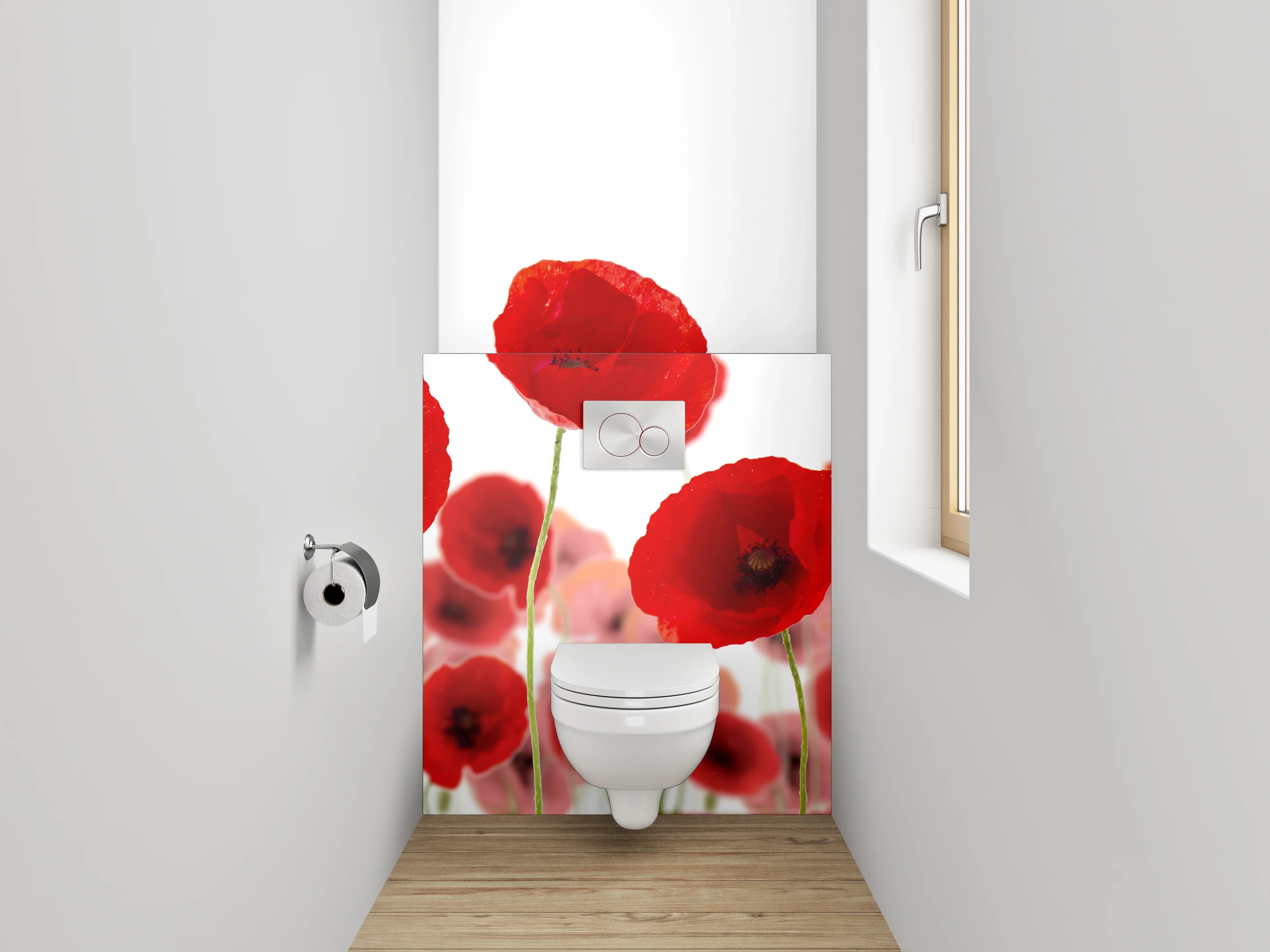 WC-Rückwand - Mohnblumen Wiese Wandbild