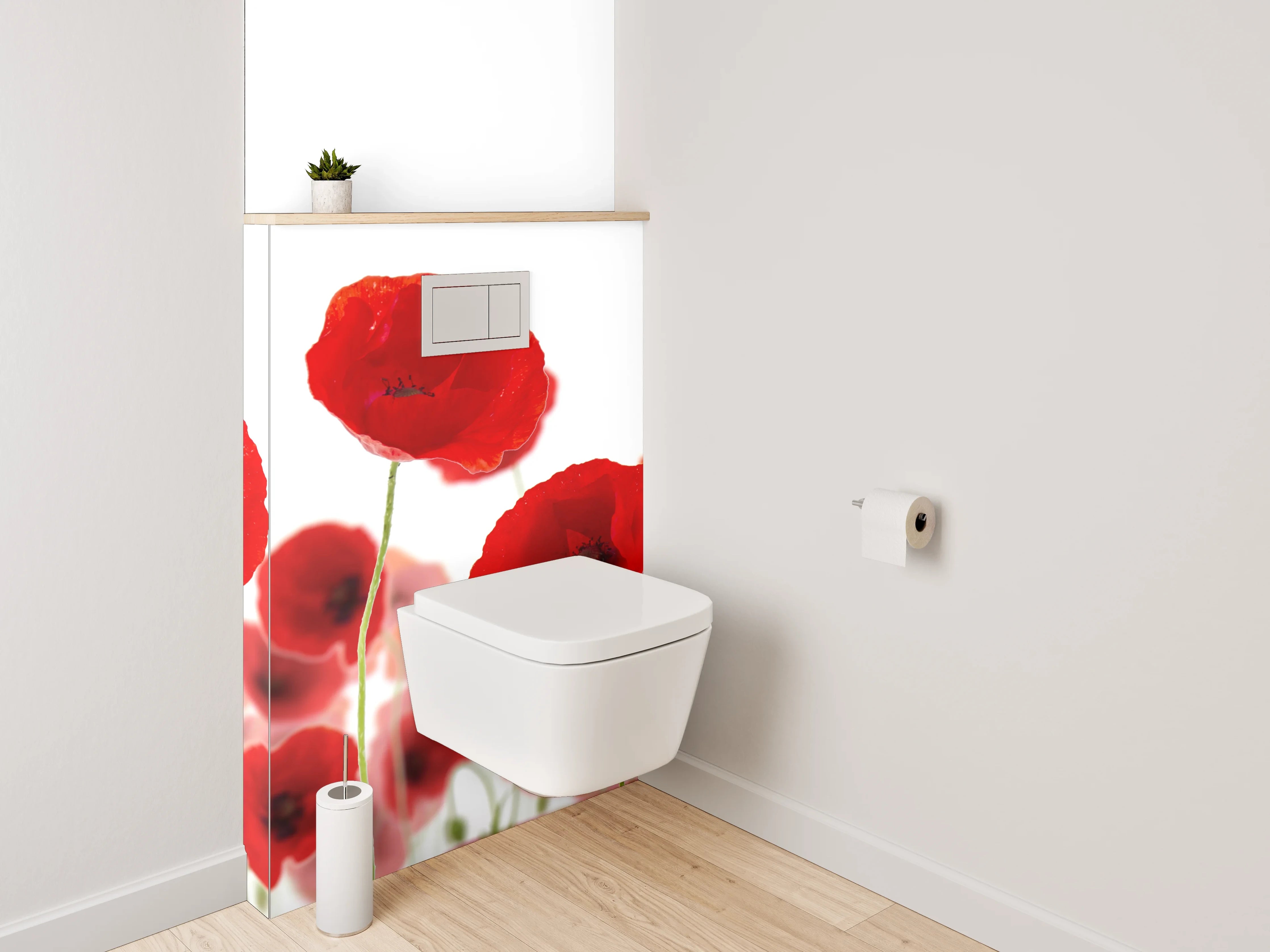 WC-Rückwand - Mohnblumen Wiese Wandbild