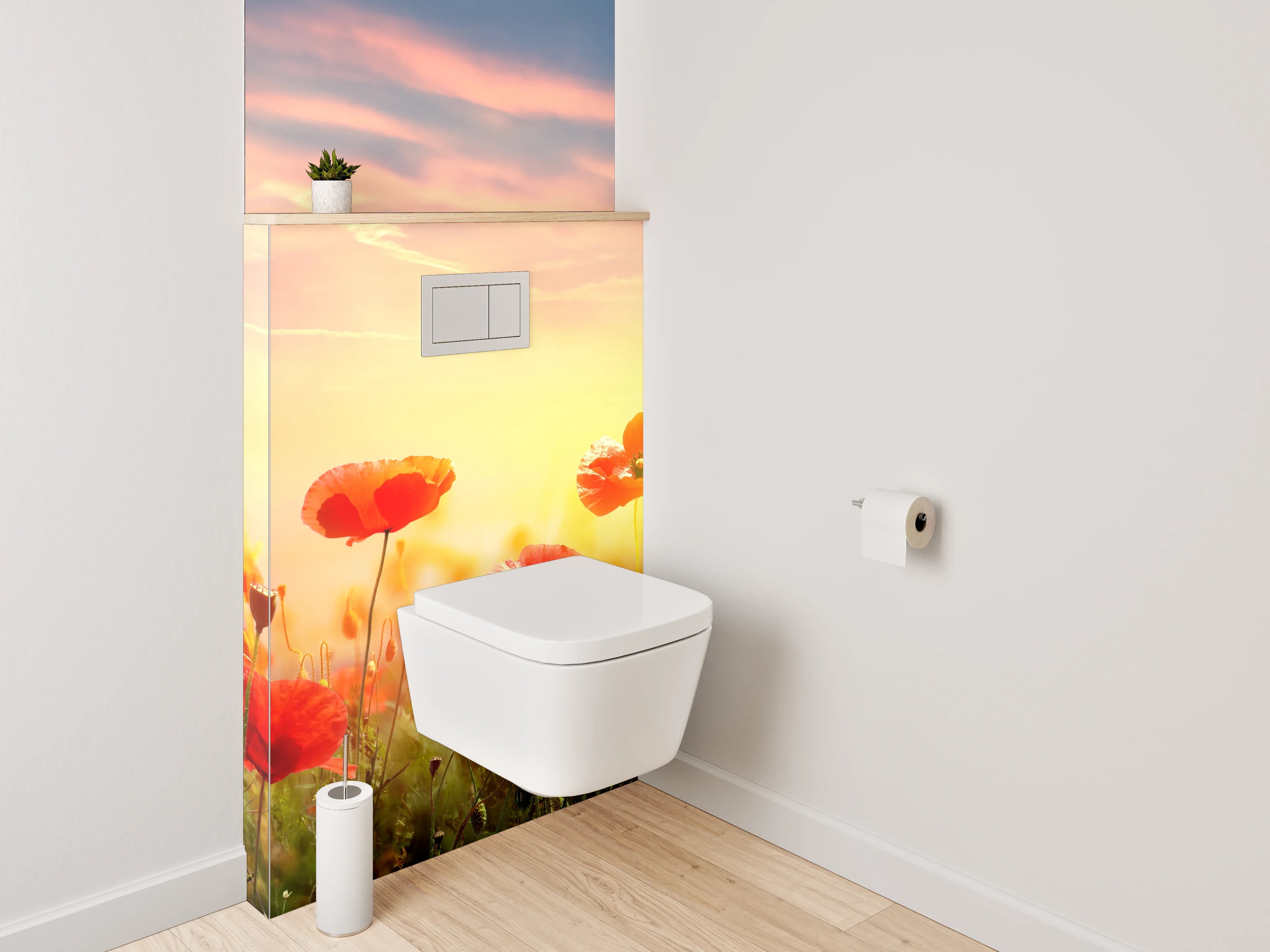 WC-Rückwand - Mohnblumen im Sonnenaufgang Naturfoto