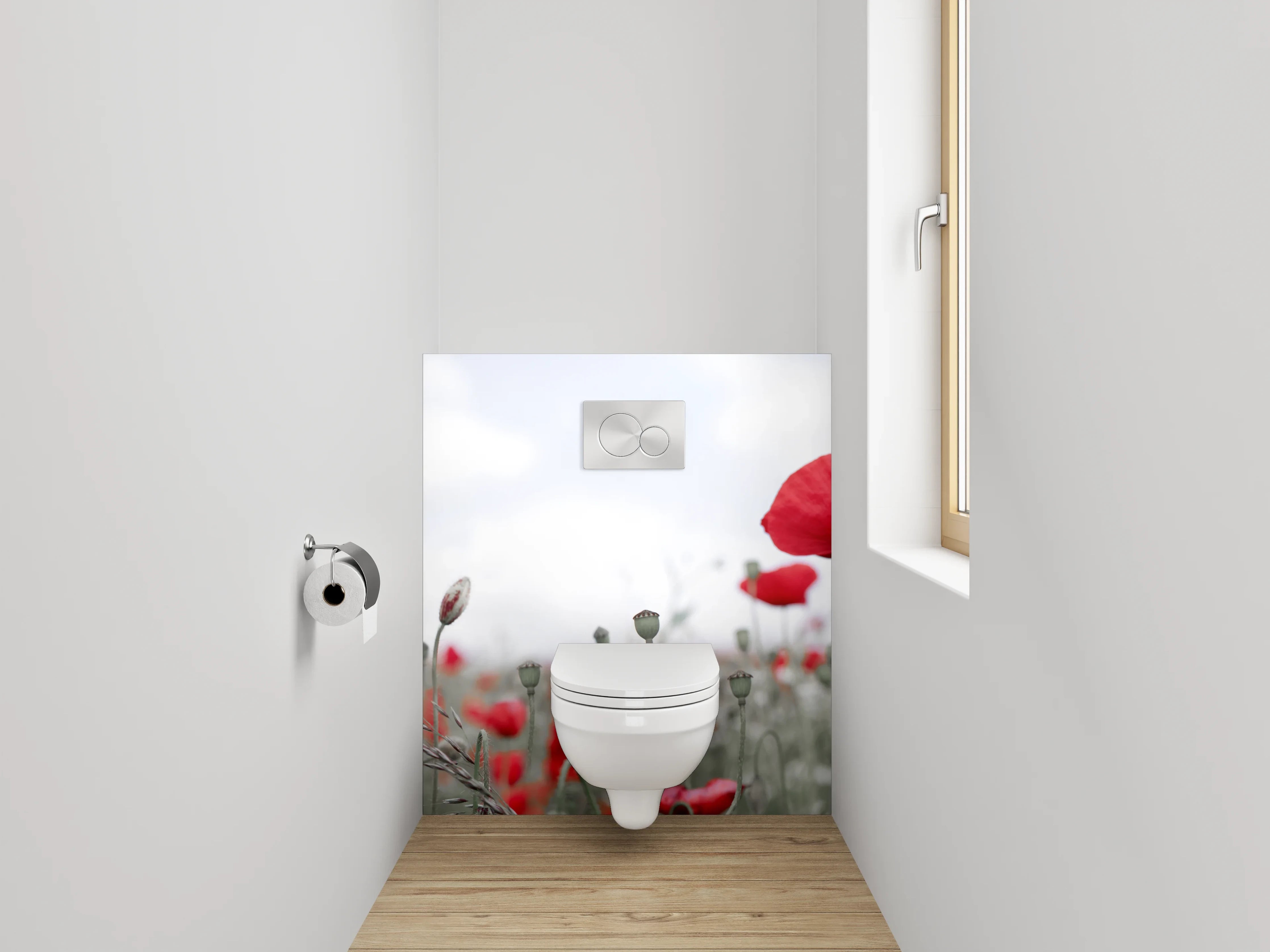 WC-Rückwand - Mohnblumenfeld – Natur pur Rot Weiß