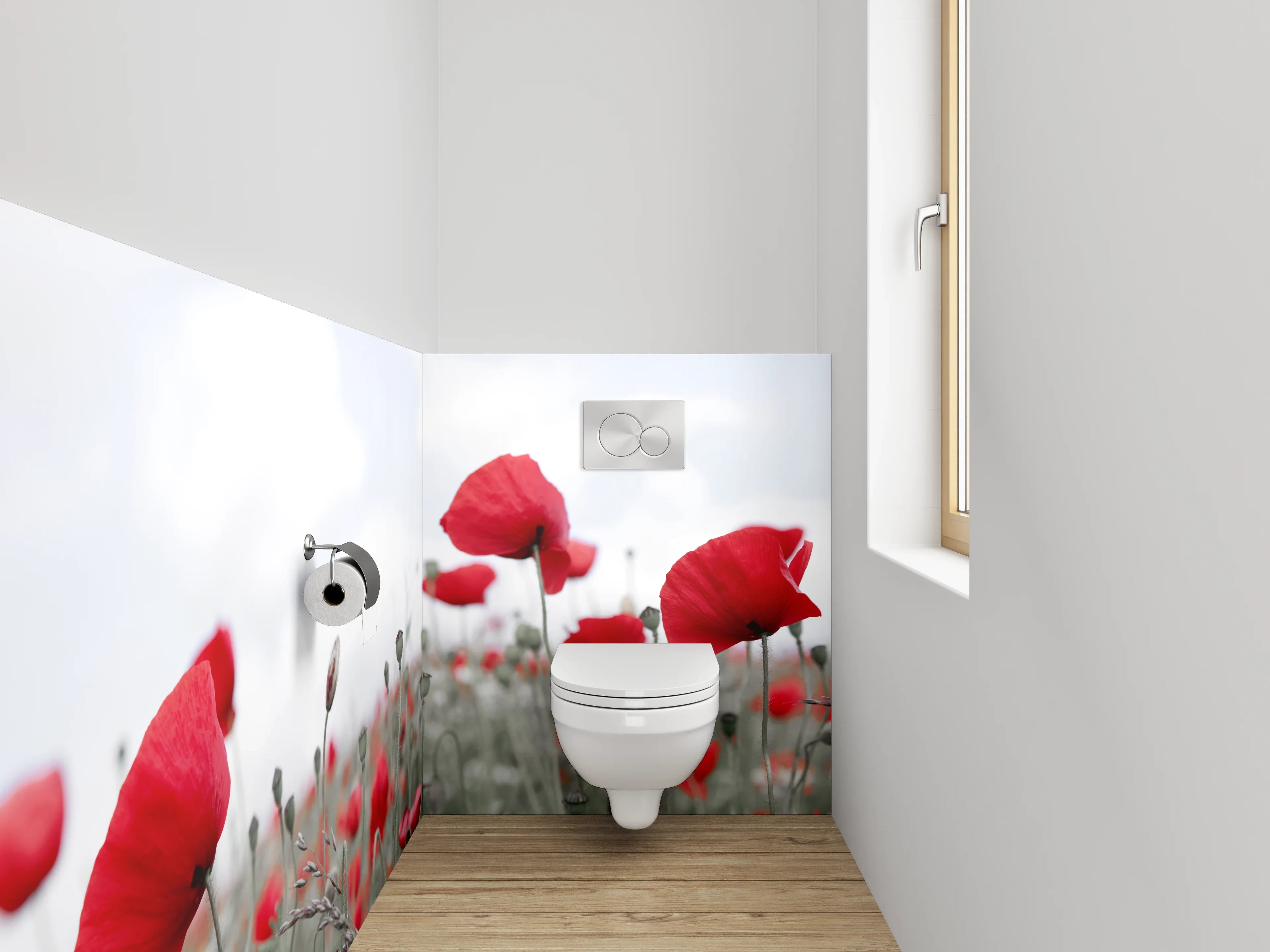 WC-Rückwand - Mohnblumenfeld – Natur pur Rot Weiß