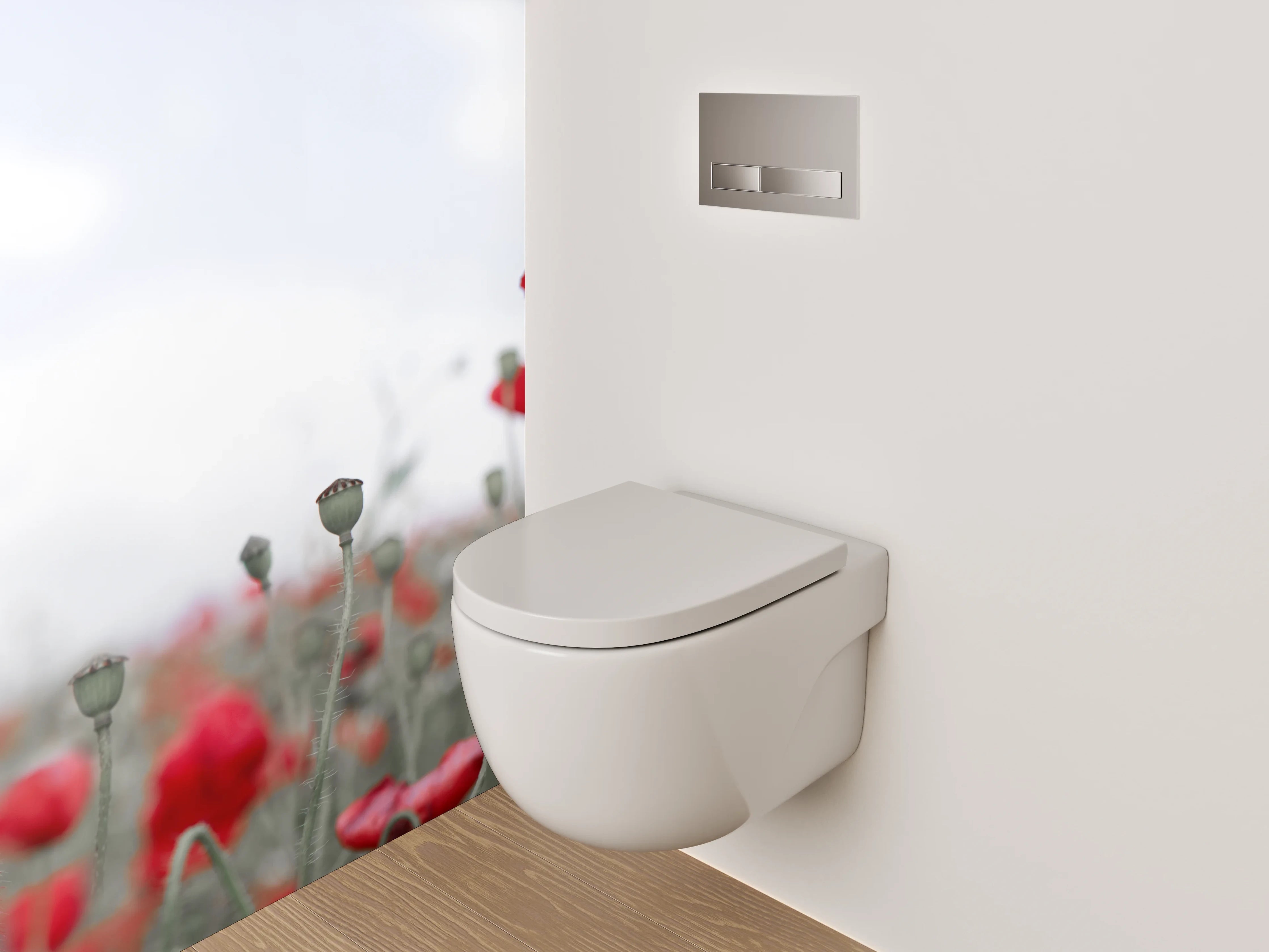 WC-Rückwand - Mohnblumenfeld – Natur pur Rot Weiß