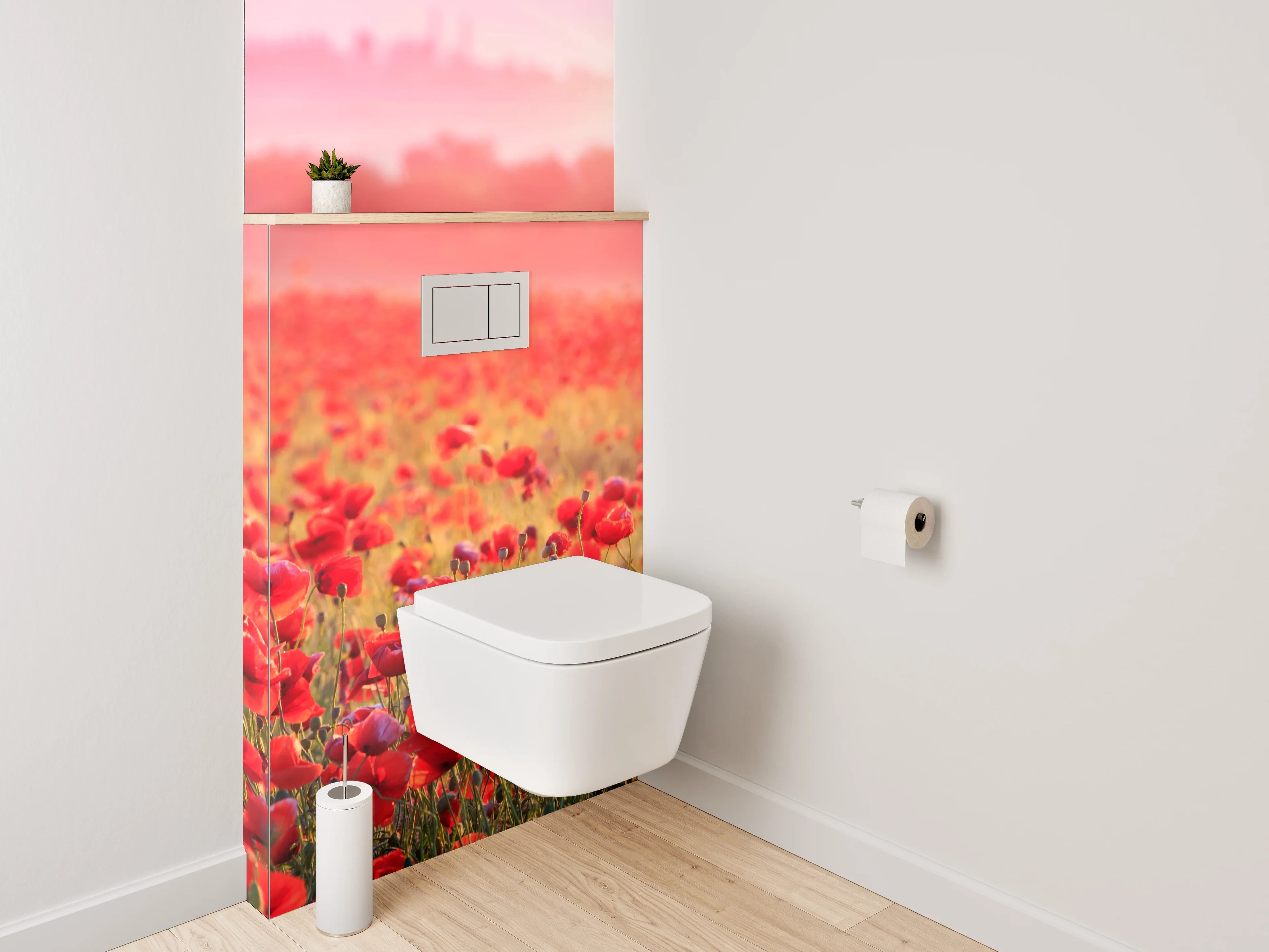 WC-Rückwand - Mohnblumenfeld im Sonnenaufgang