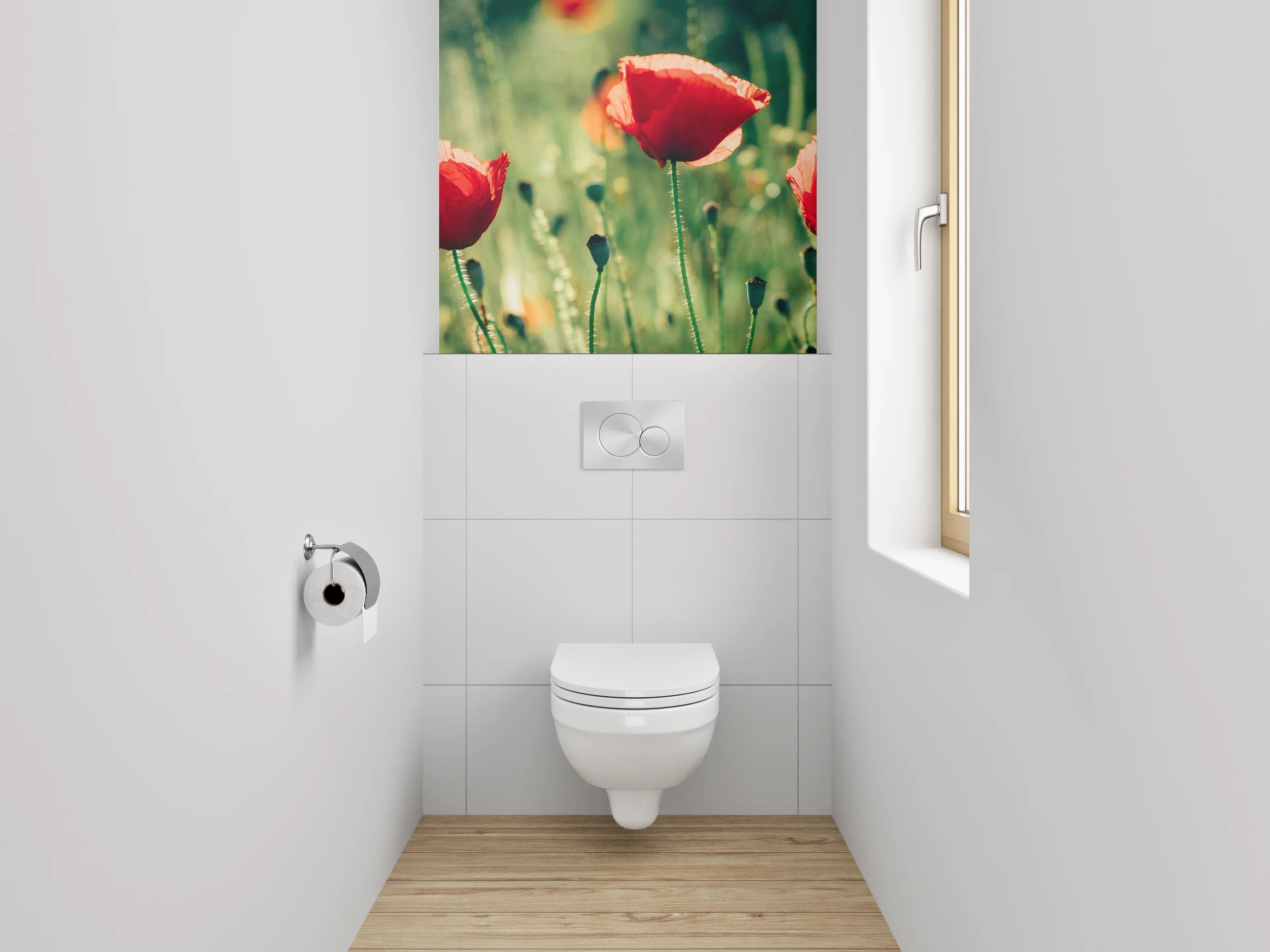 WC-Rückwand - Mohnblumenwiese Sonnenlicht Naturidylle