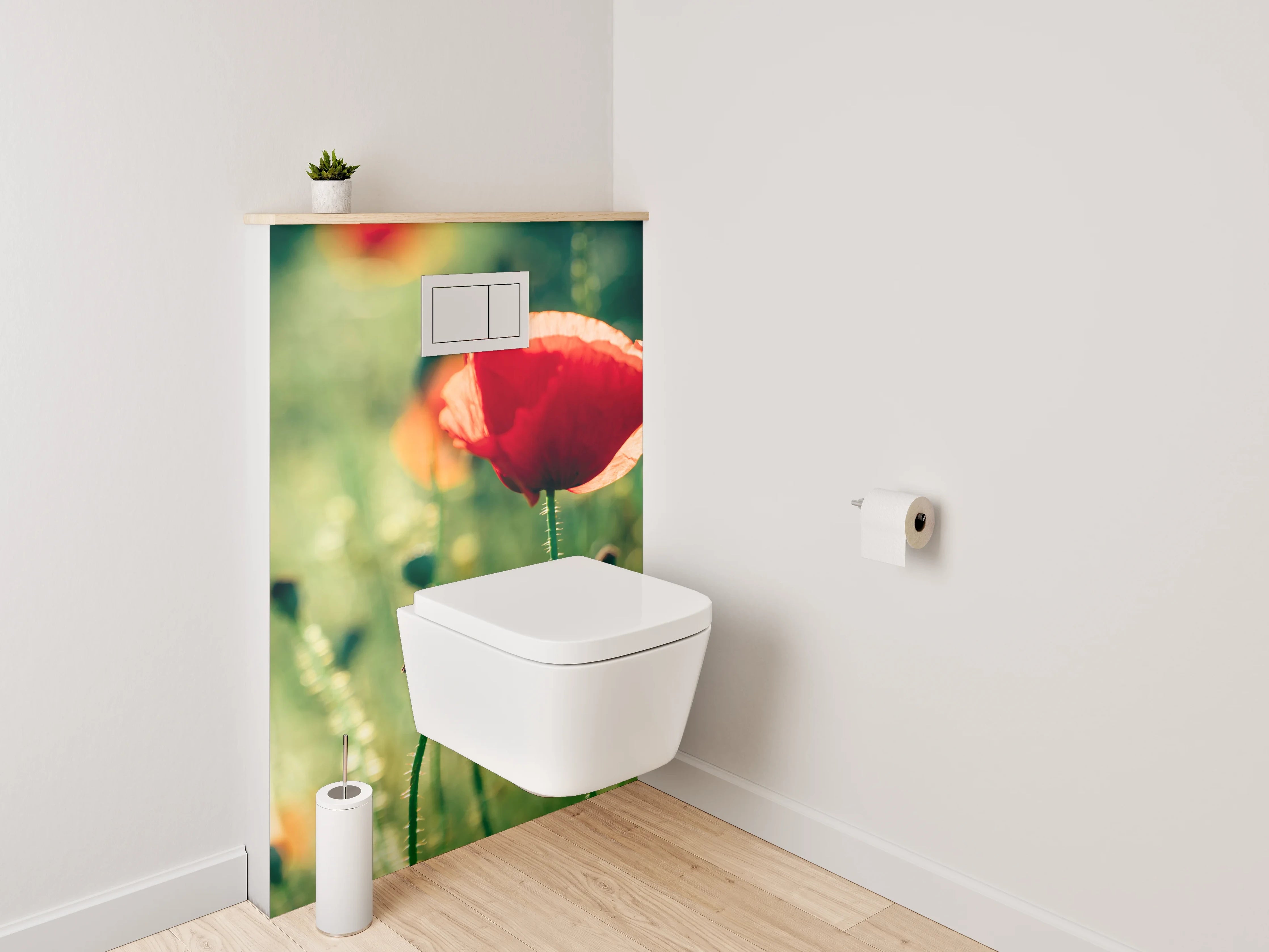 WC-Rückwand - Mohnblumenwiese Sonnenlicht Naturidylle
