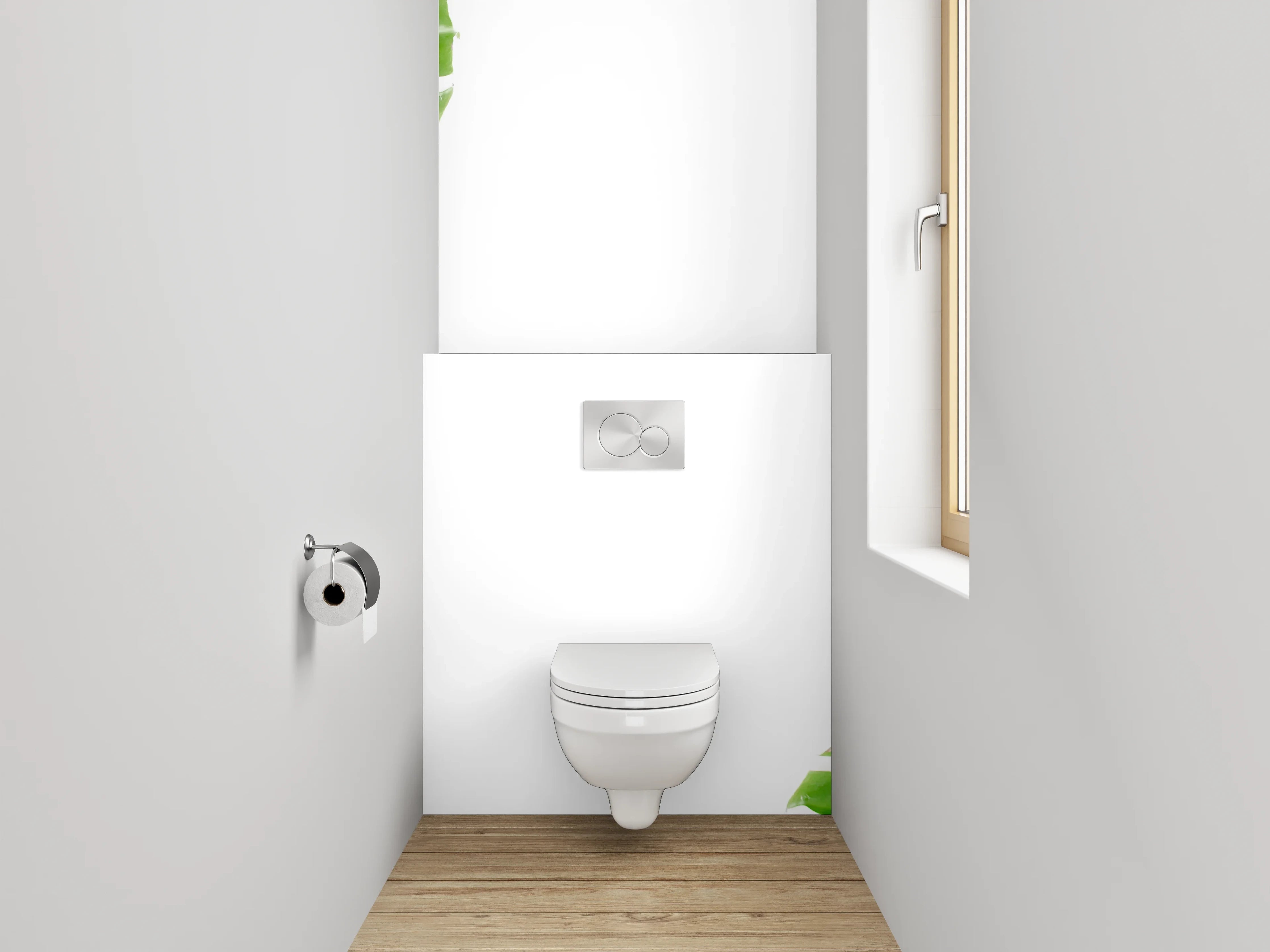 WC-Rückwand - Monstera-Blätter Naturmotiv grün weiß