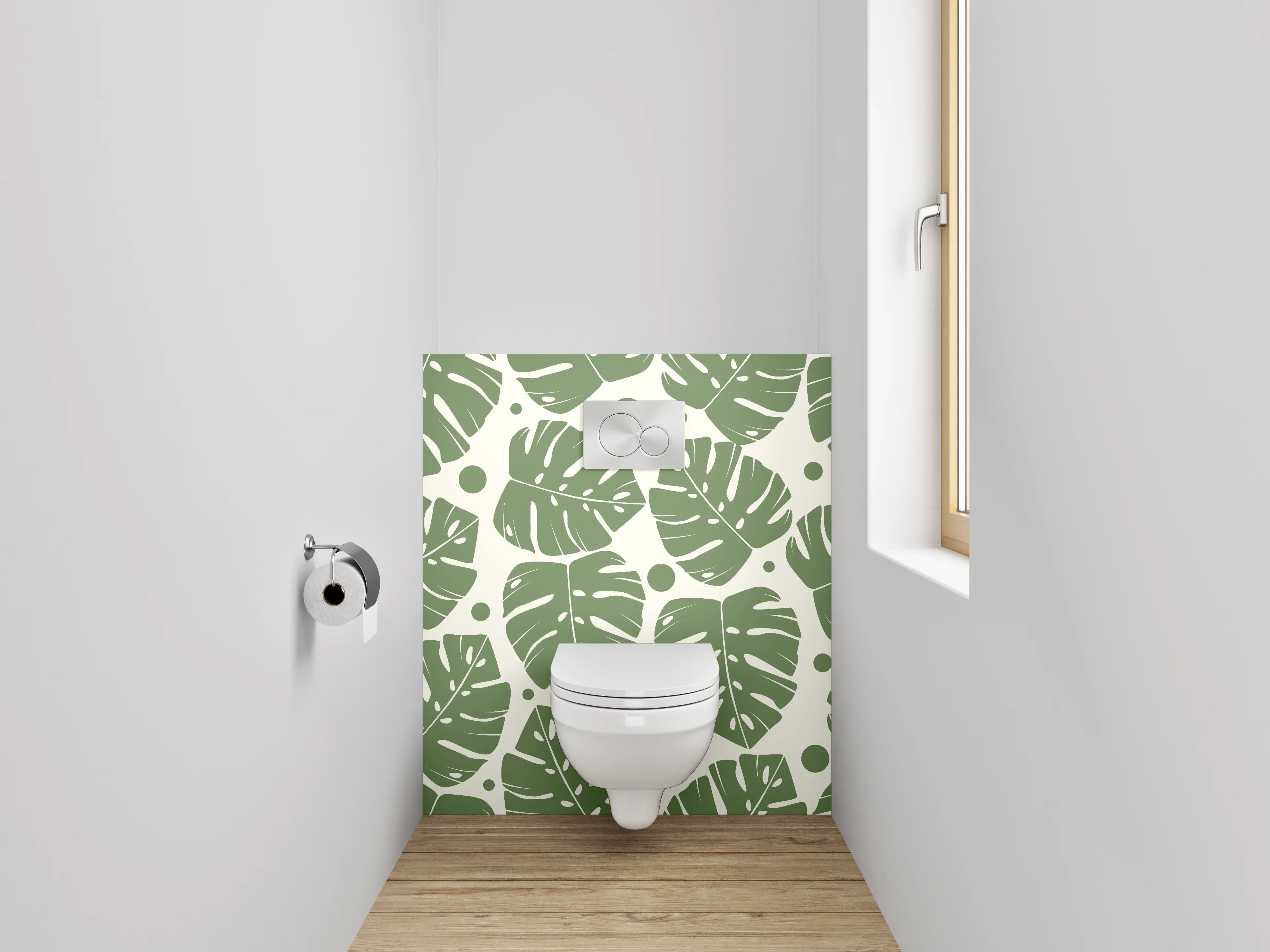 WC-Rückwand - Monstera Blätter Tropenmuster Grün