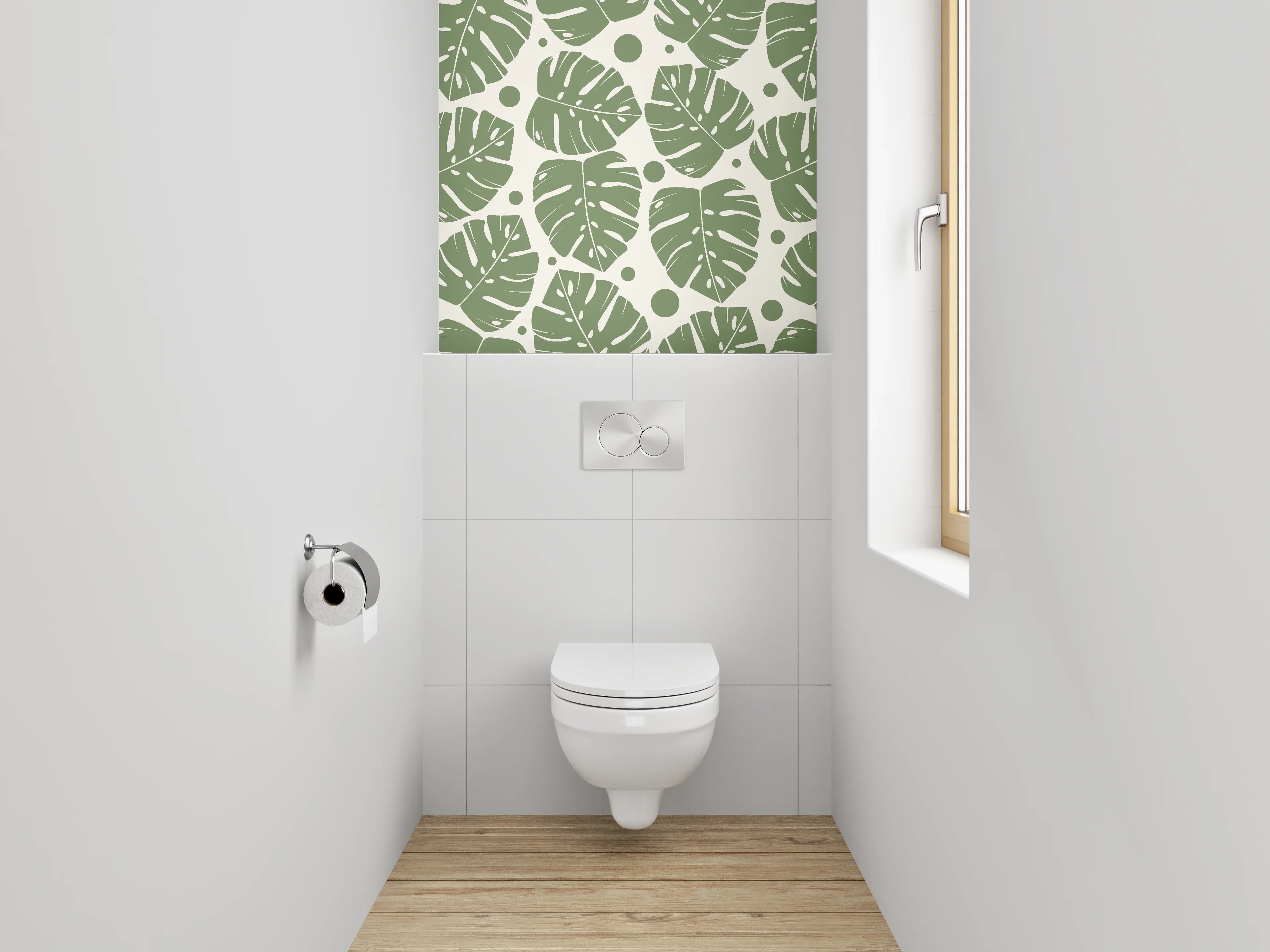 WC-Rückwand - Monstera Blätter Tropenmuster Grün