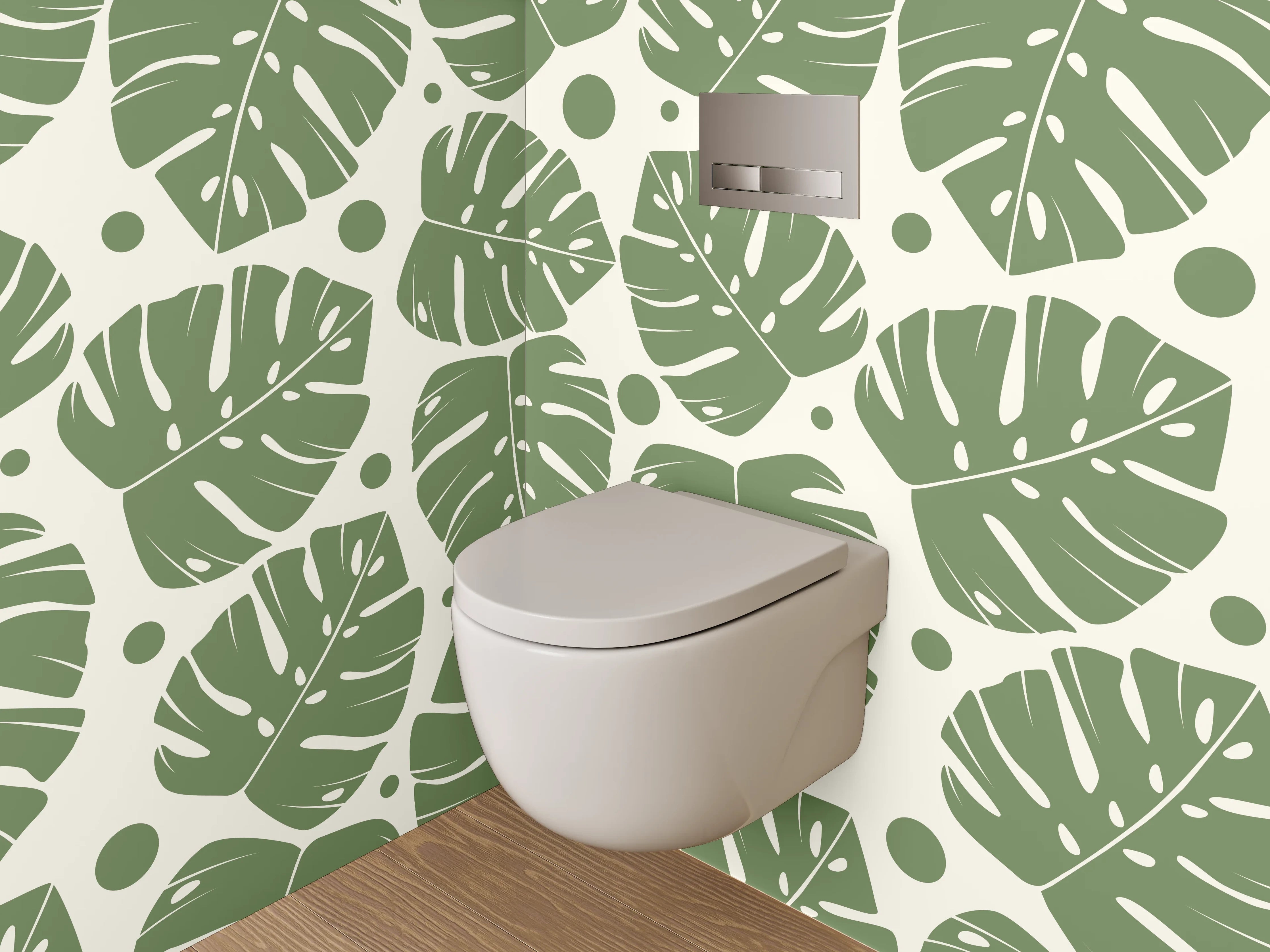 WC-Rückwand - Monstera Blätter Tropenmuster Grün