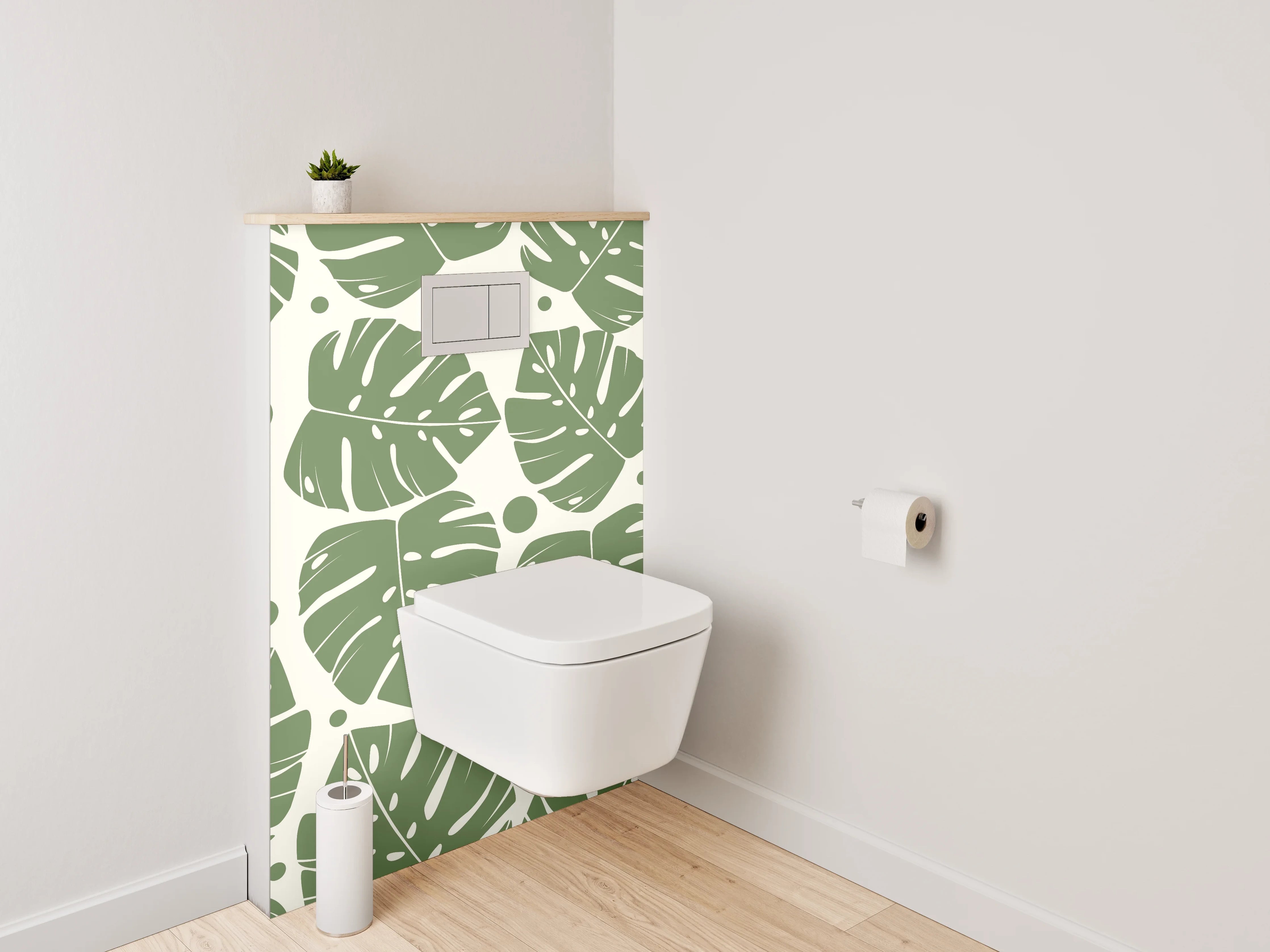 WC-Rückwand - Monstera Blätter Tropenmuster Grün