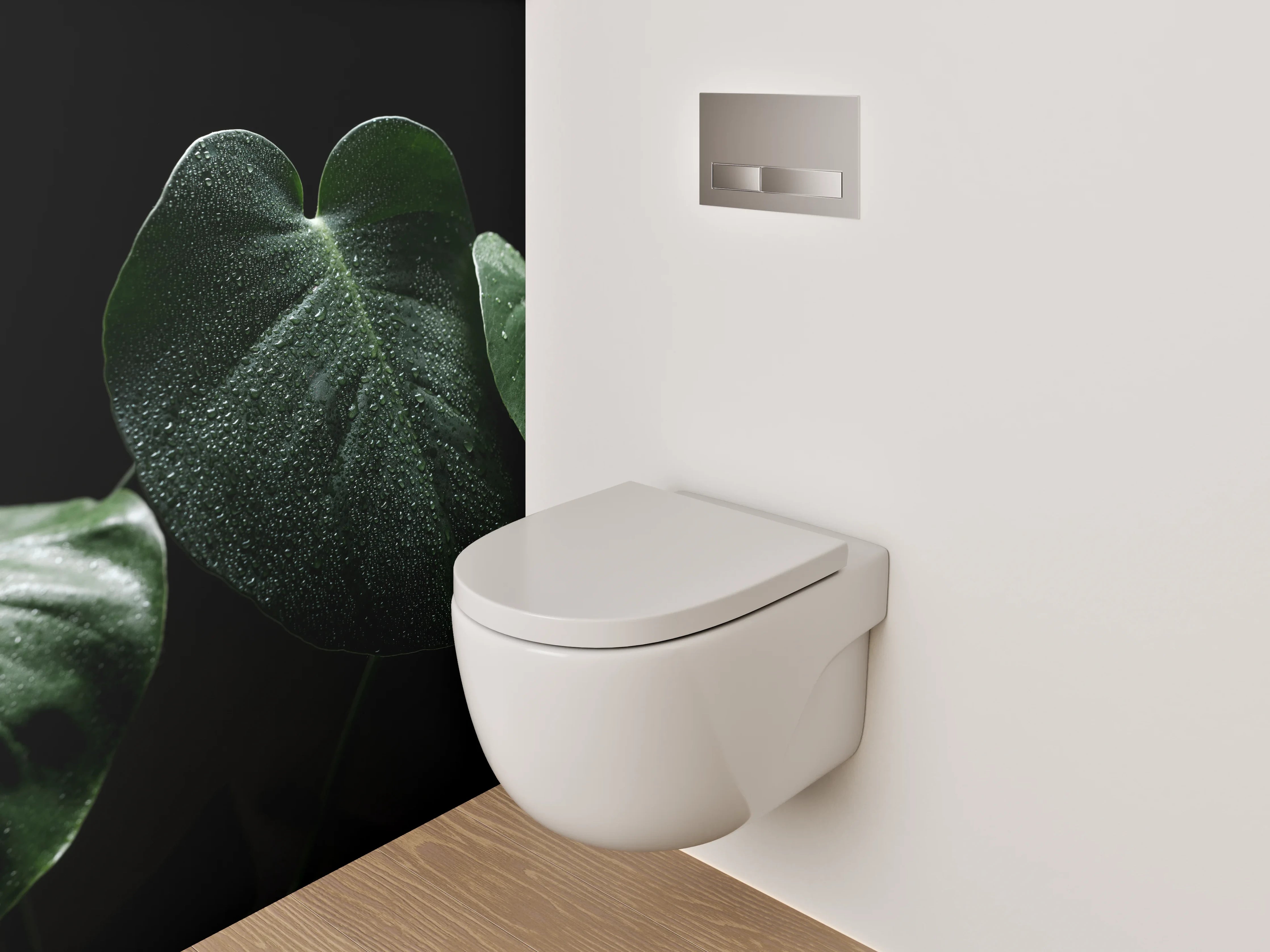 WC-Rückwand - Monstera Blätter Tropfen Dunkelgrün Foto