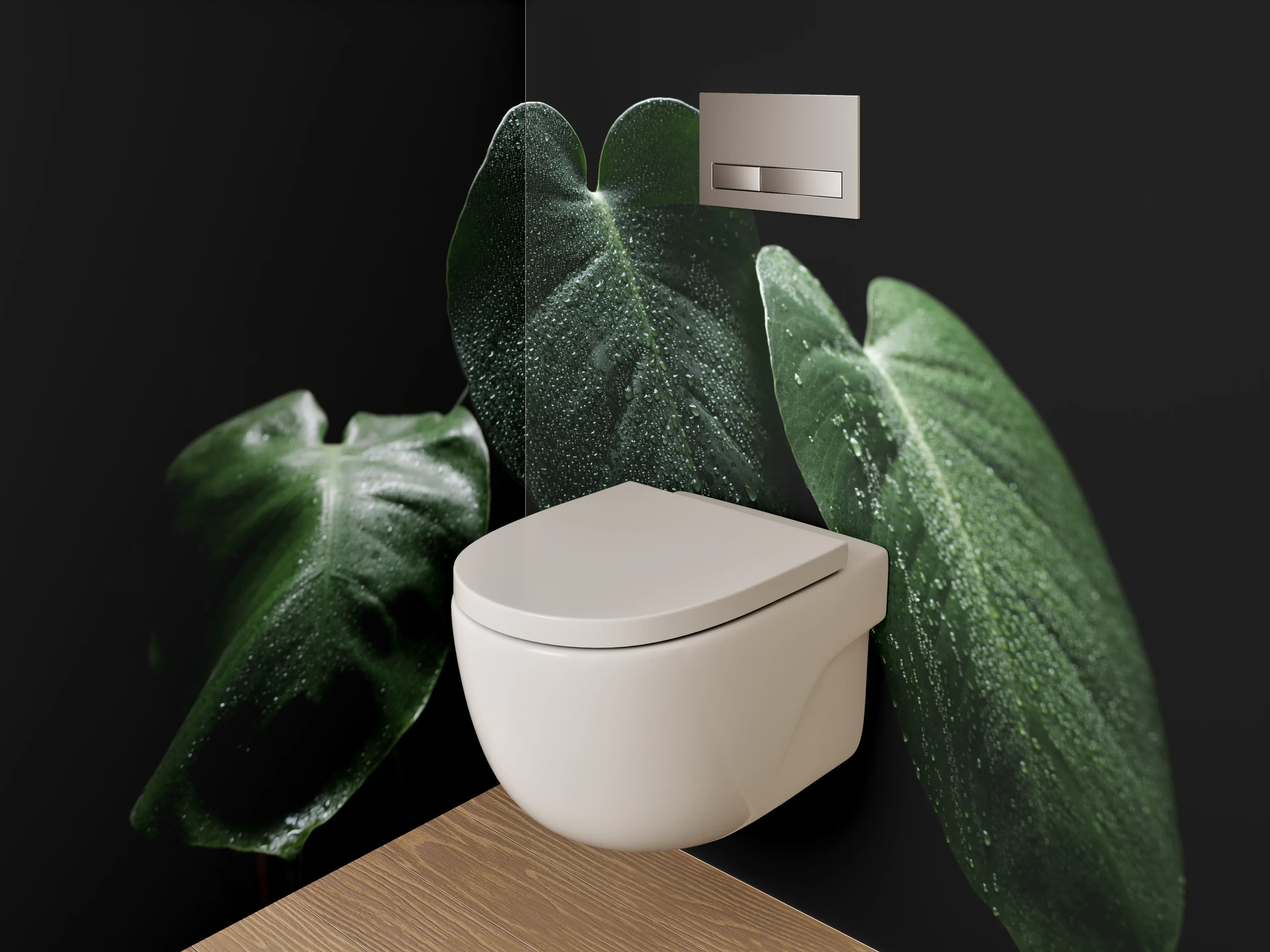 WC-Rückwand - Monstera Blätter Tropfen Dunkelgrün Foto