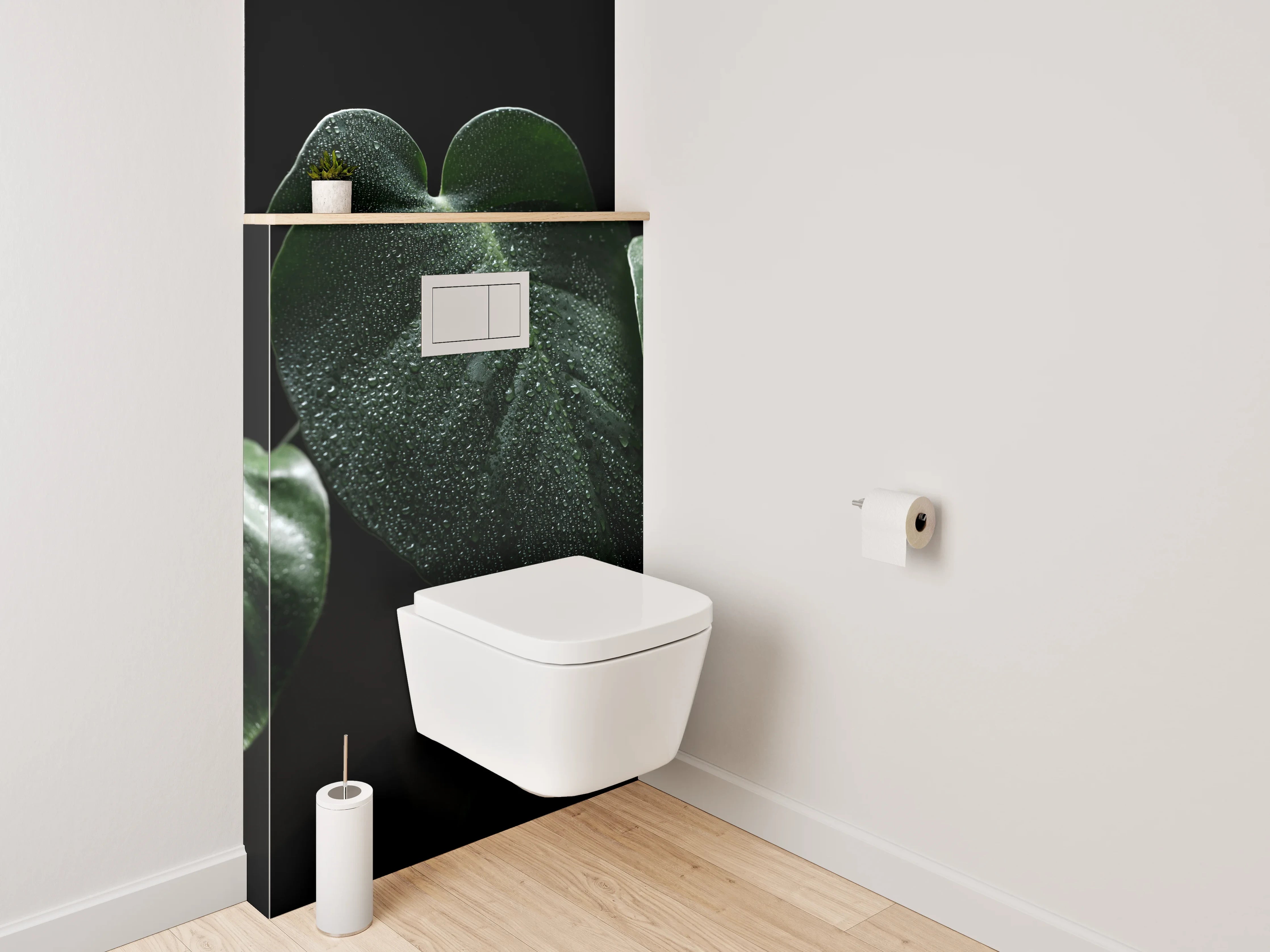 WC-Rückwand - Monstera Blätter Tropfen Dunkelgrün Foto