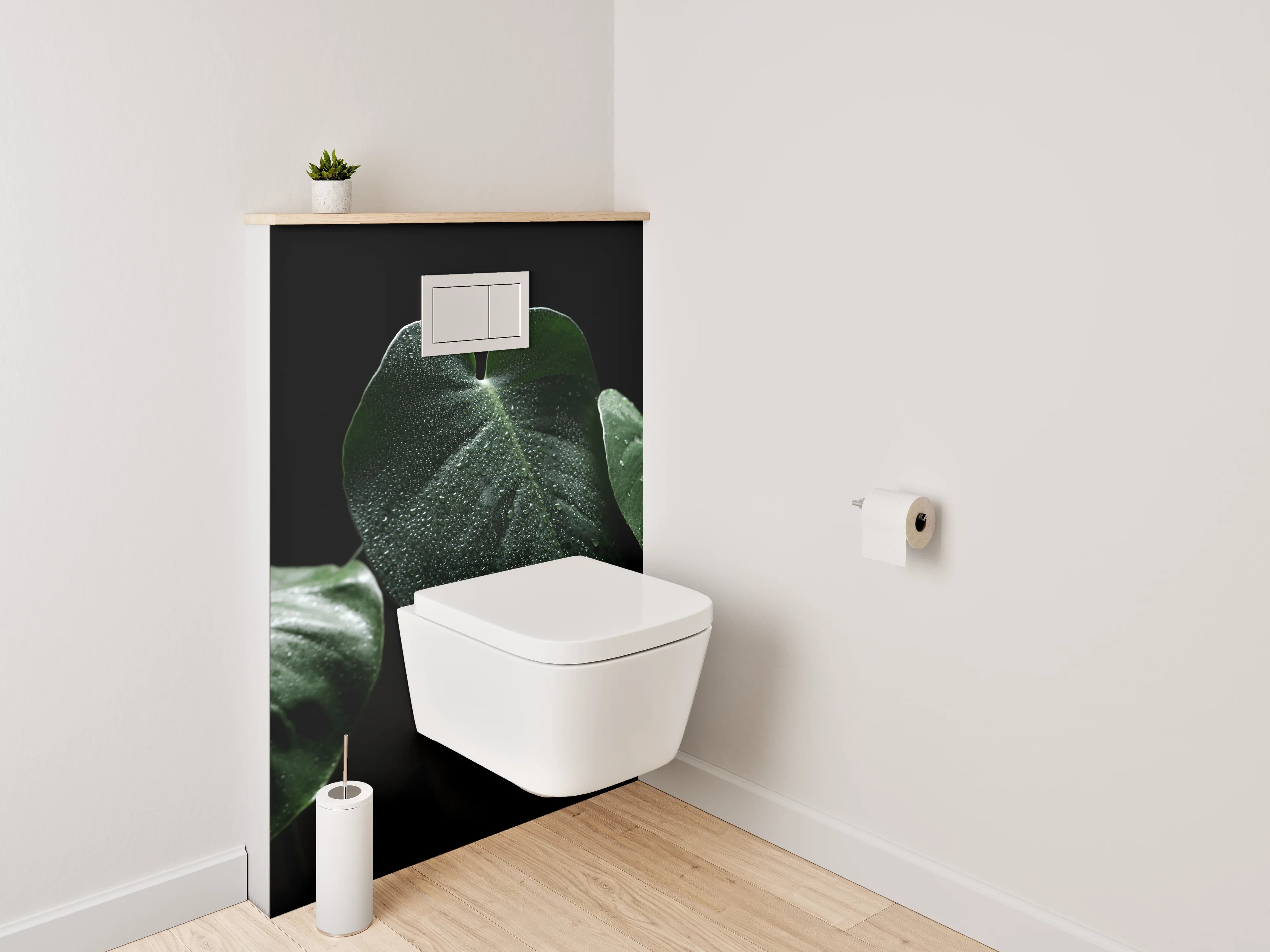 WC-Rückwand - Monstera Blätter Tropfen Dunkelgrün Foto