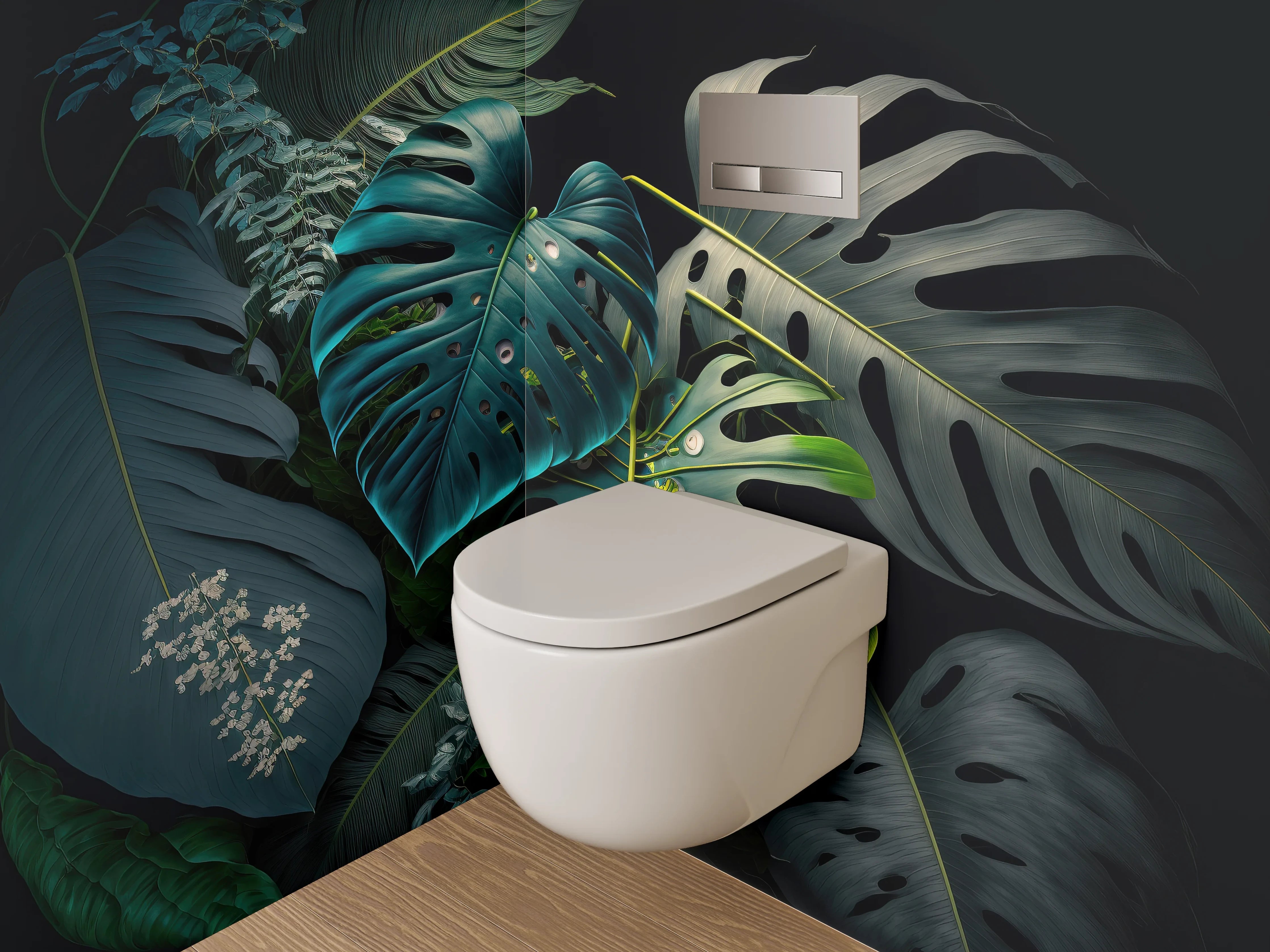 WC-Rückwand - Monstera Leaves Dschungel Look