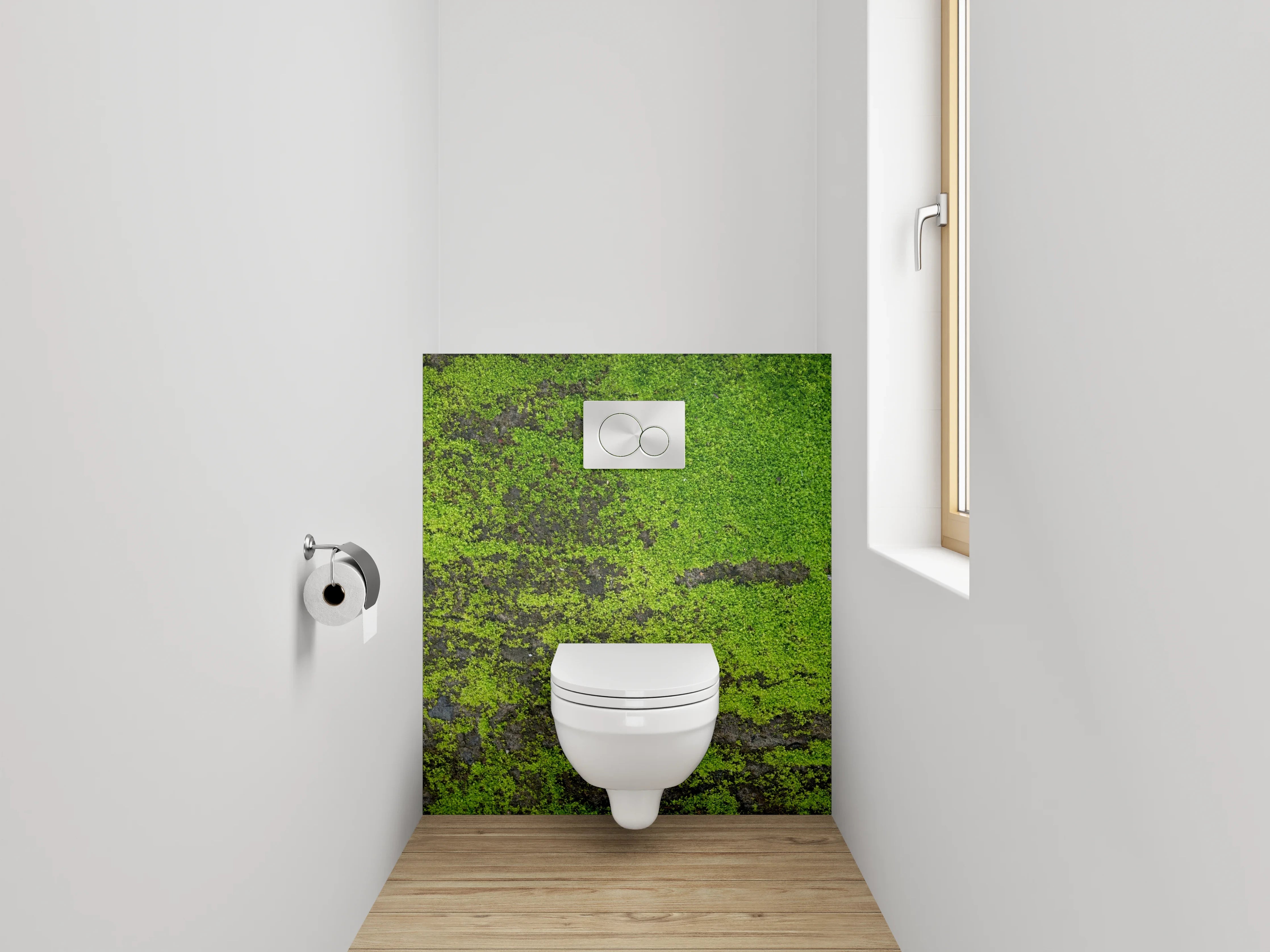 WC-Rückwand - Moosbewachsene Natur-Textur Grün