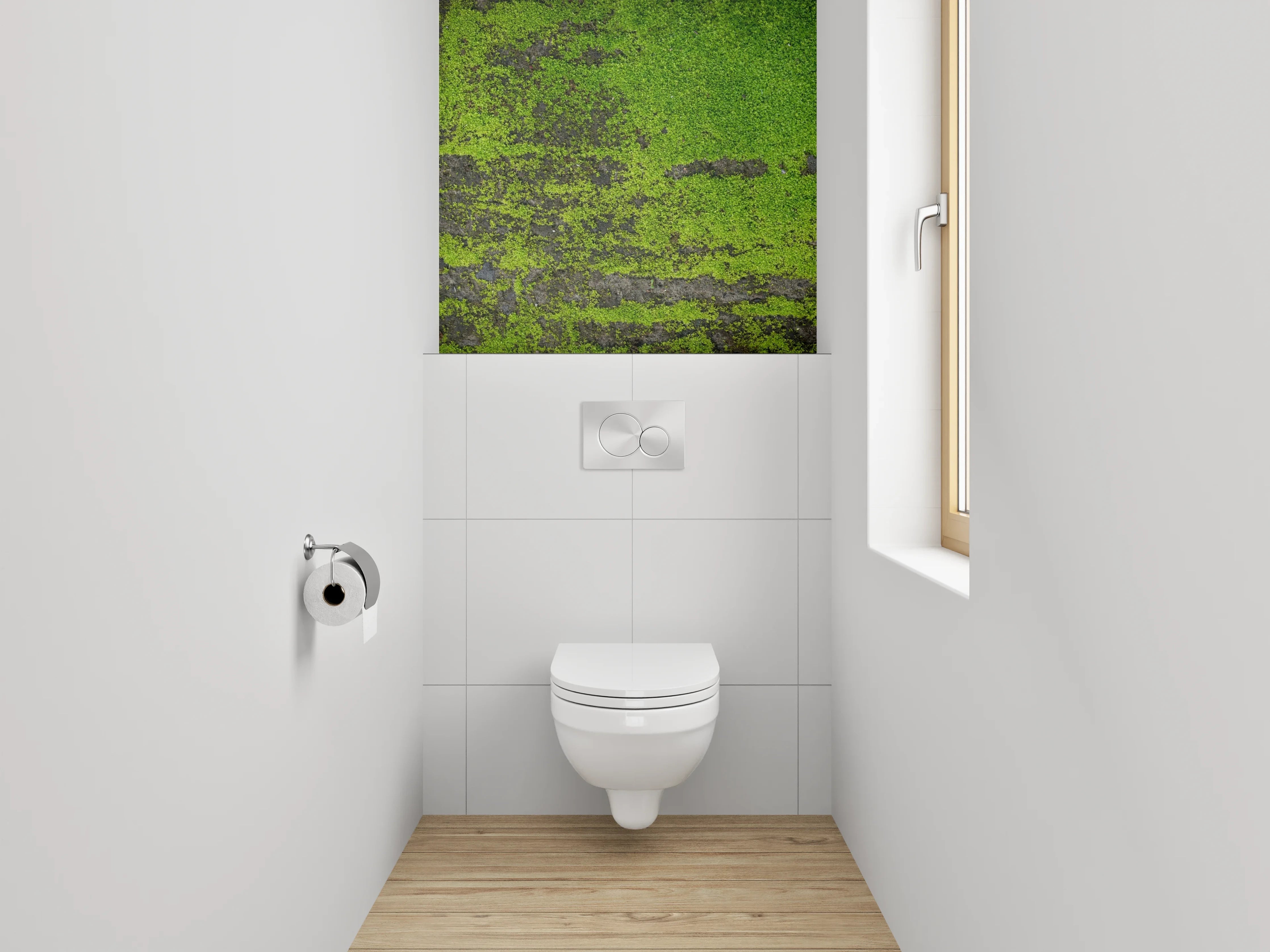 WC-Rückwand - Moosbewachsene Natur-Textur Grün