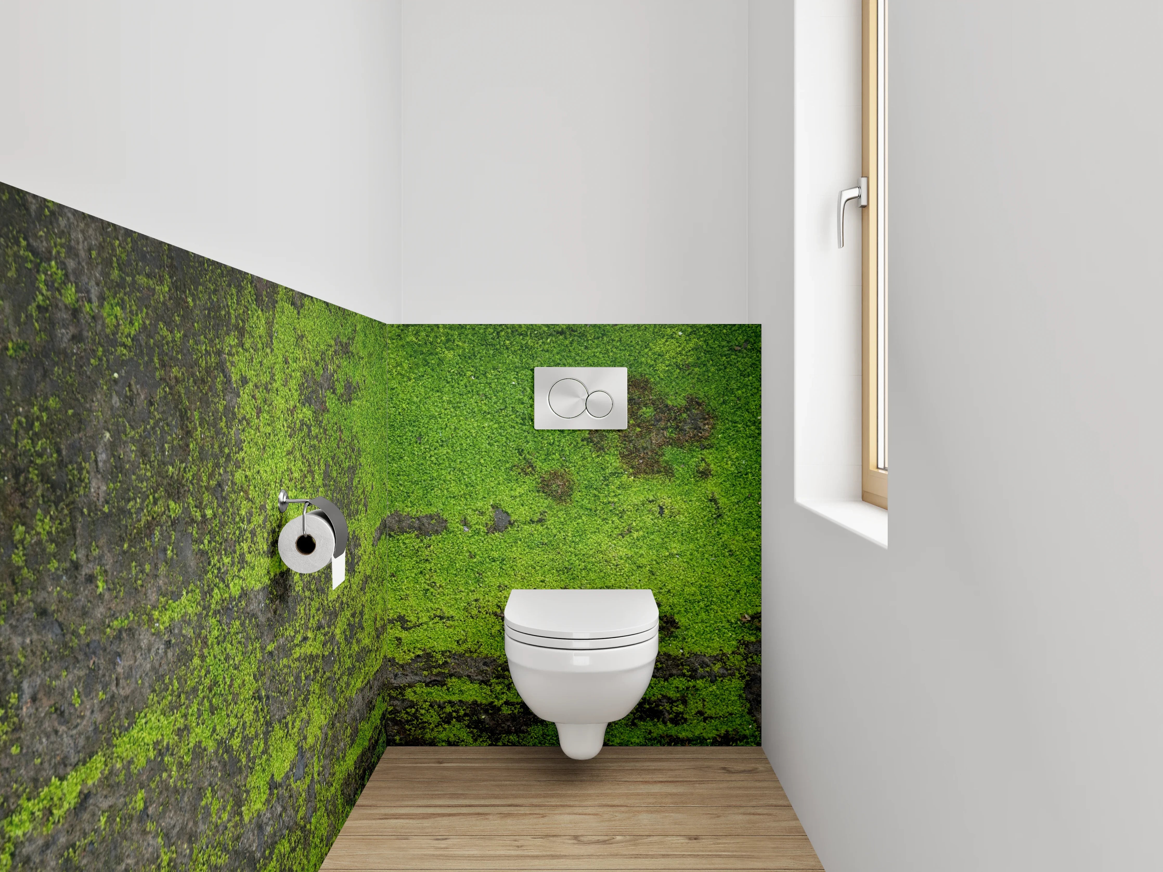 WC-Rückwand - Moosbewachsene Natur-Textur Grün