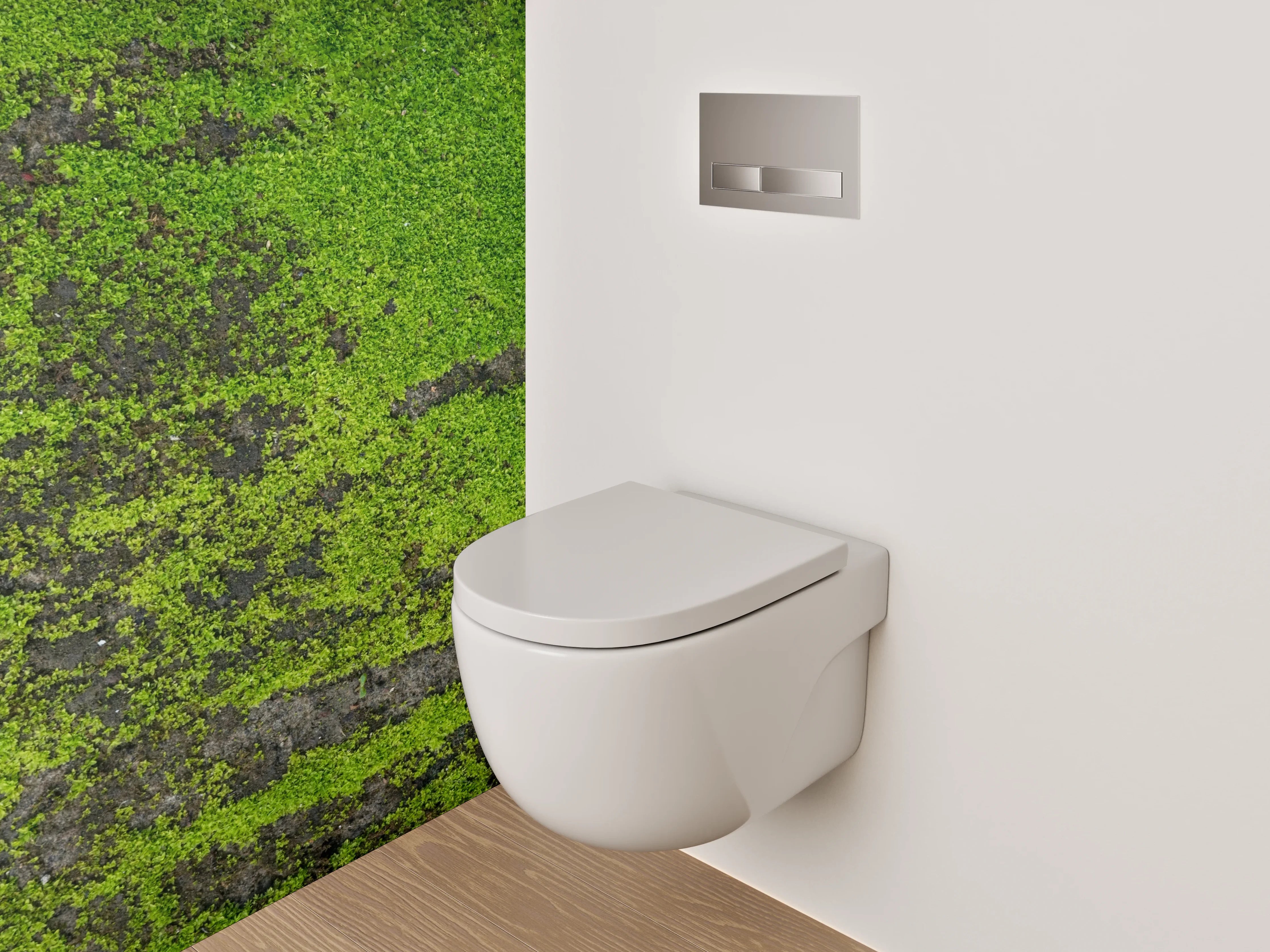 WC-Rückwand - Moosbewachsene Natur-Textur Grün