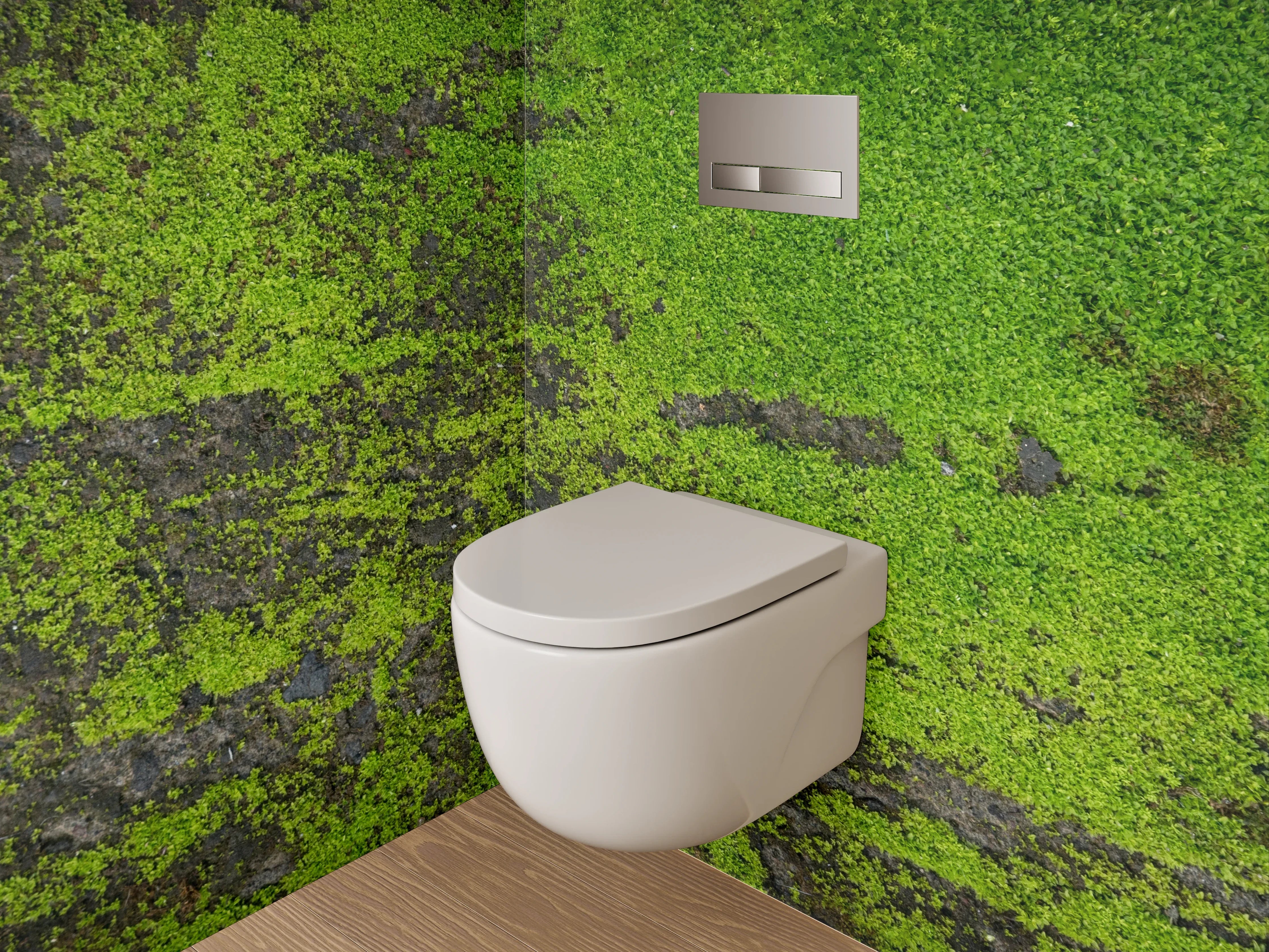 WC-Rückwand - Moosbewachsene Natur-Textur Grün