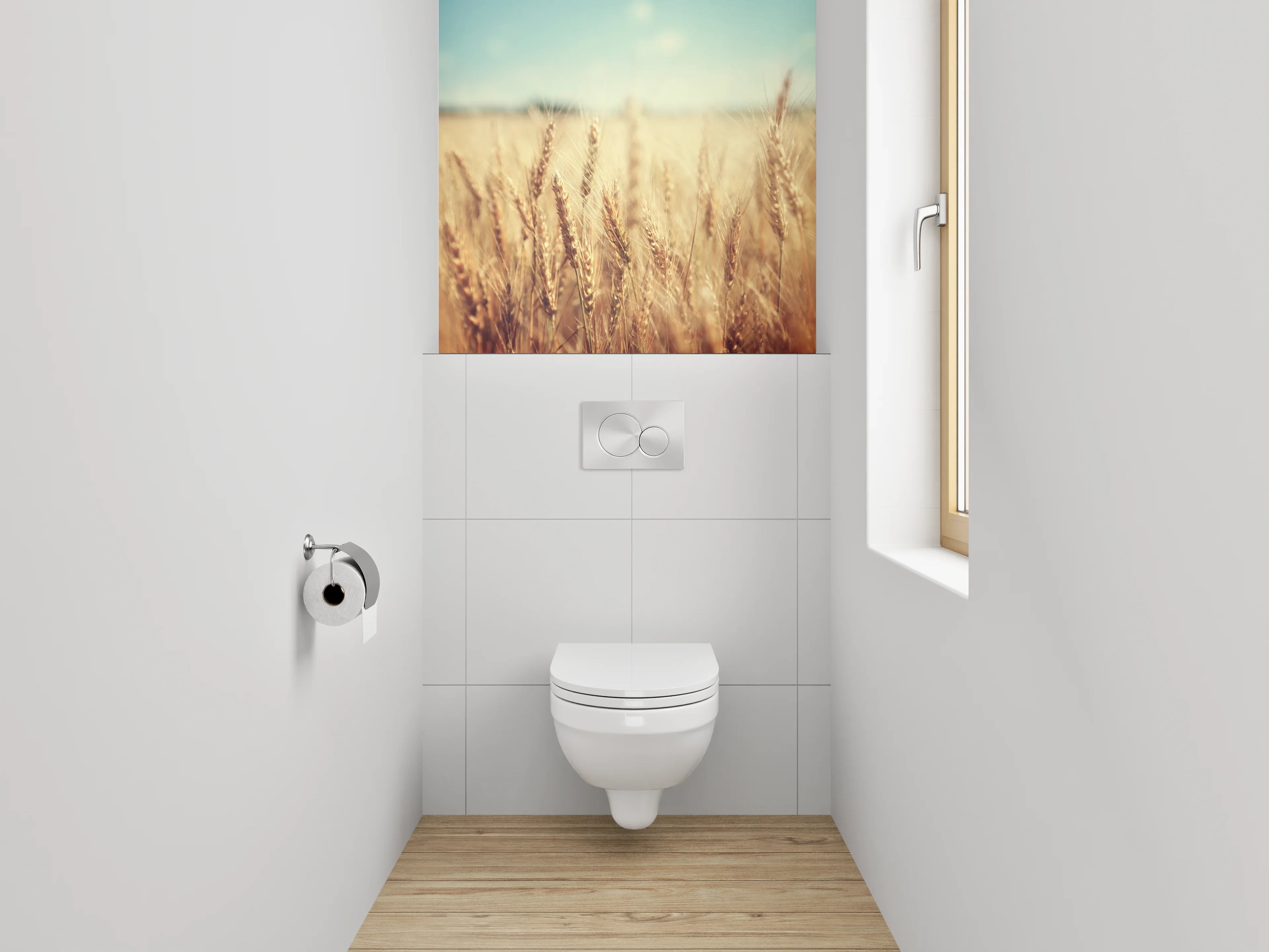 WC-Rückwand - Morgengraue Weizenwiesen