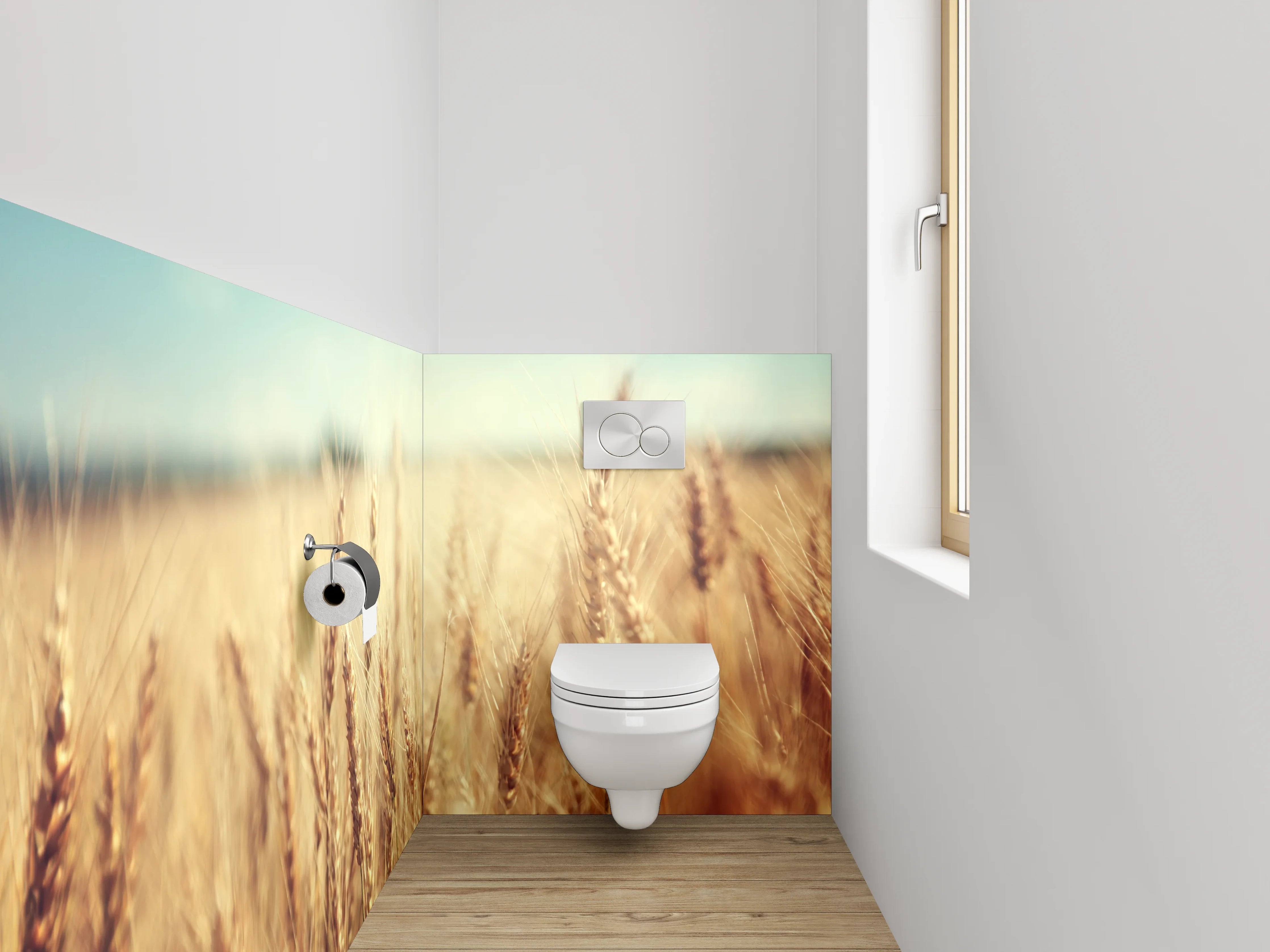 WC-Rückwand - Morgengraue Weizenwiesen