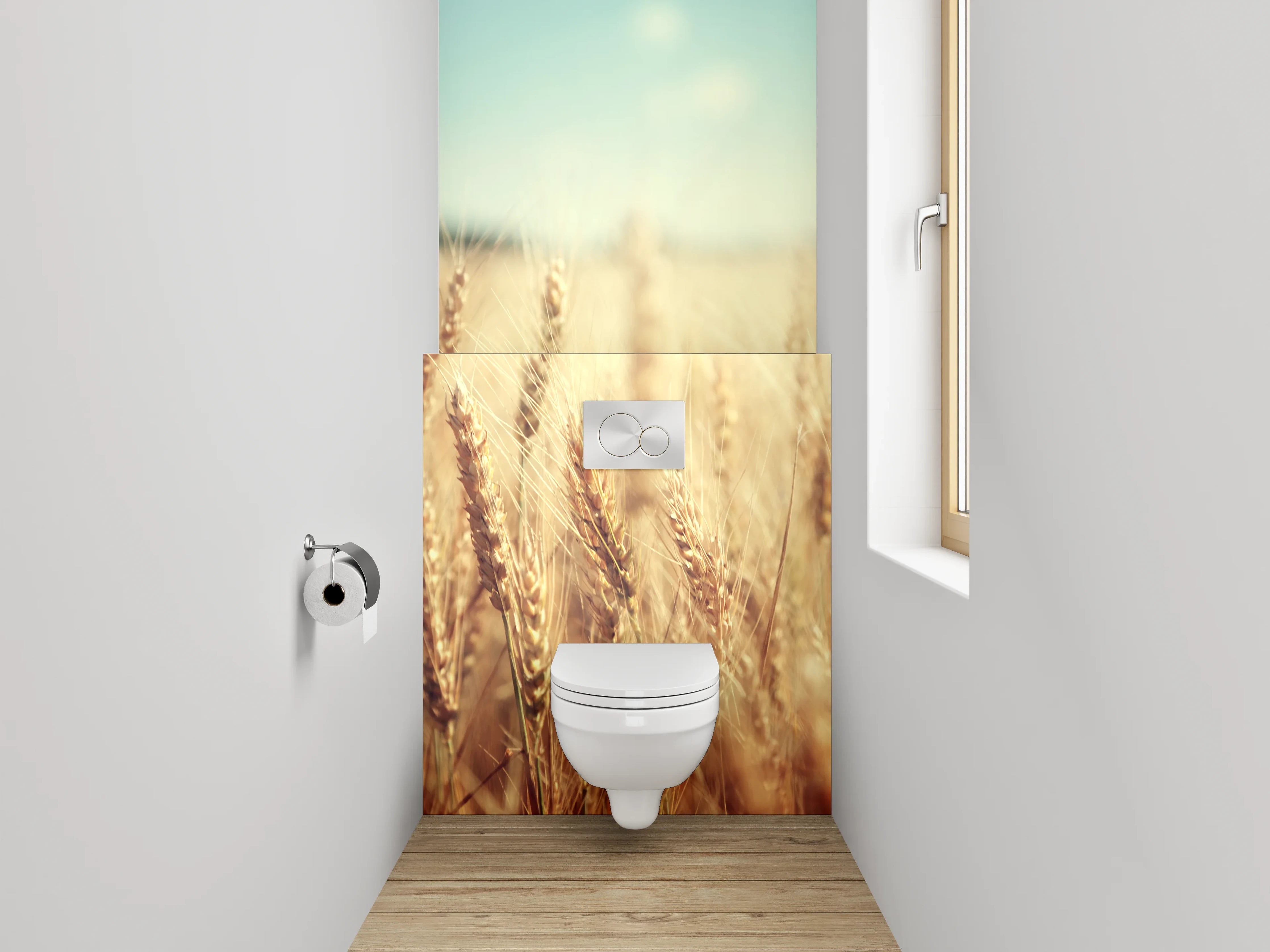 WC-Rückwand - Morgengraue Weizenwiesen