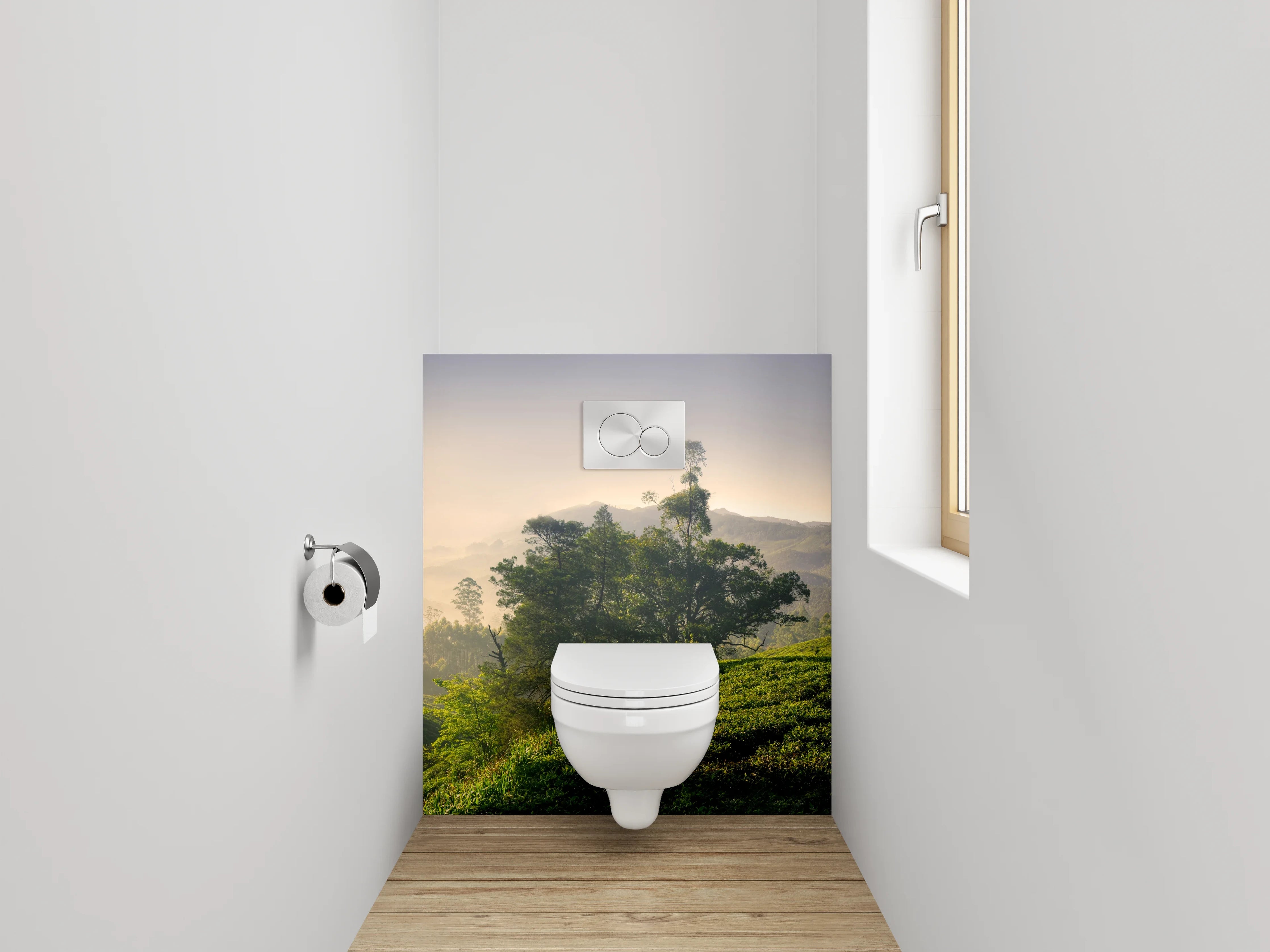 WC-Rückwand - Morgenstimmung Panorama Teeplantage