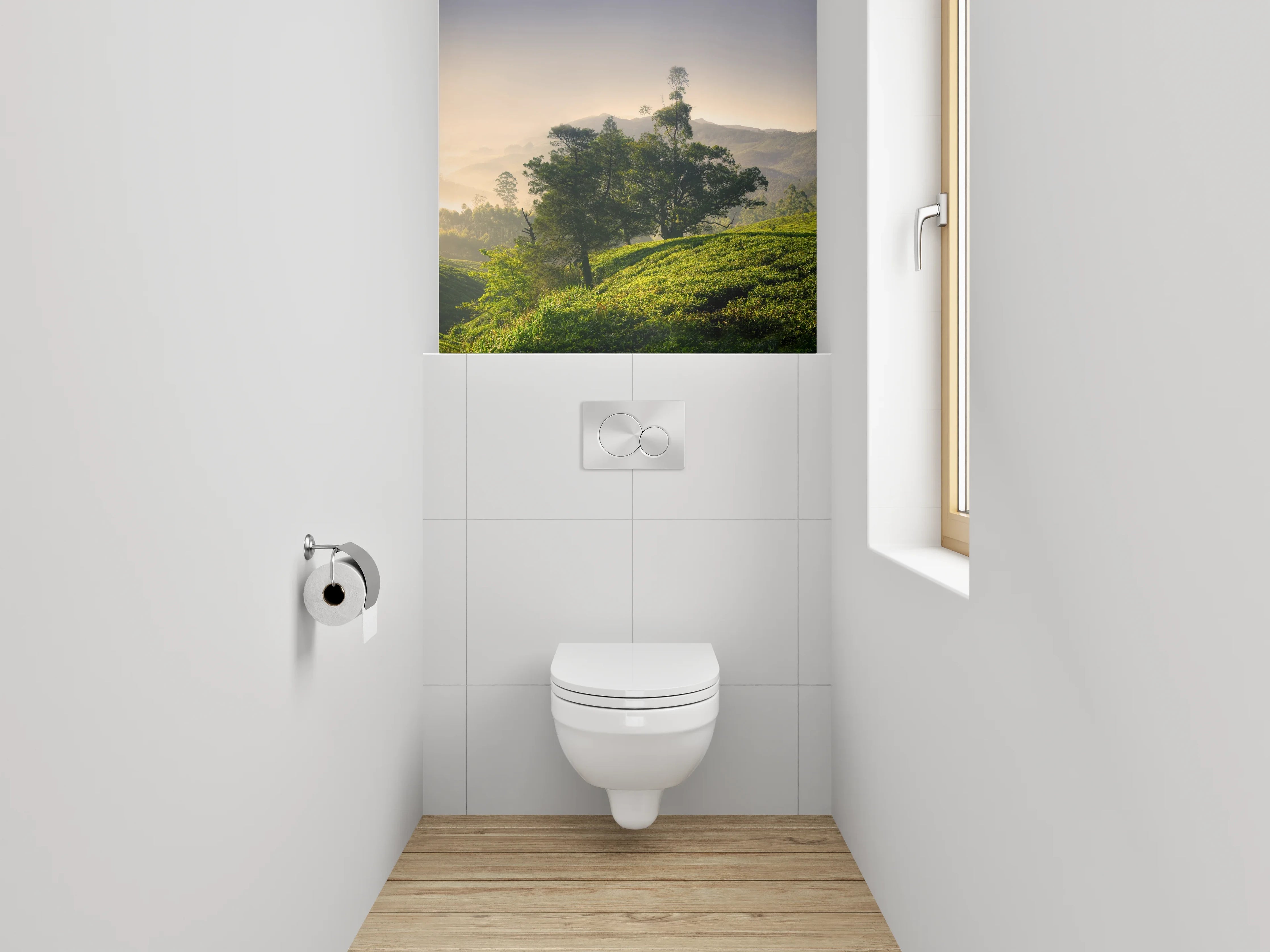 WC-Rückwand - Morgenstimmung Panorama Teeplantage