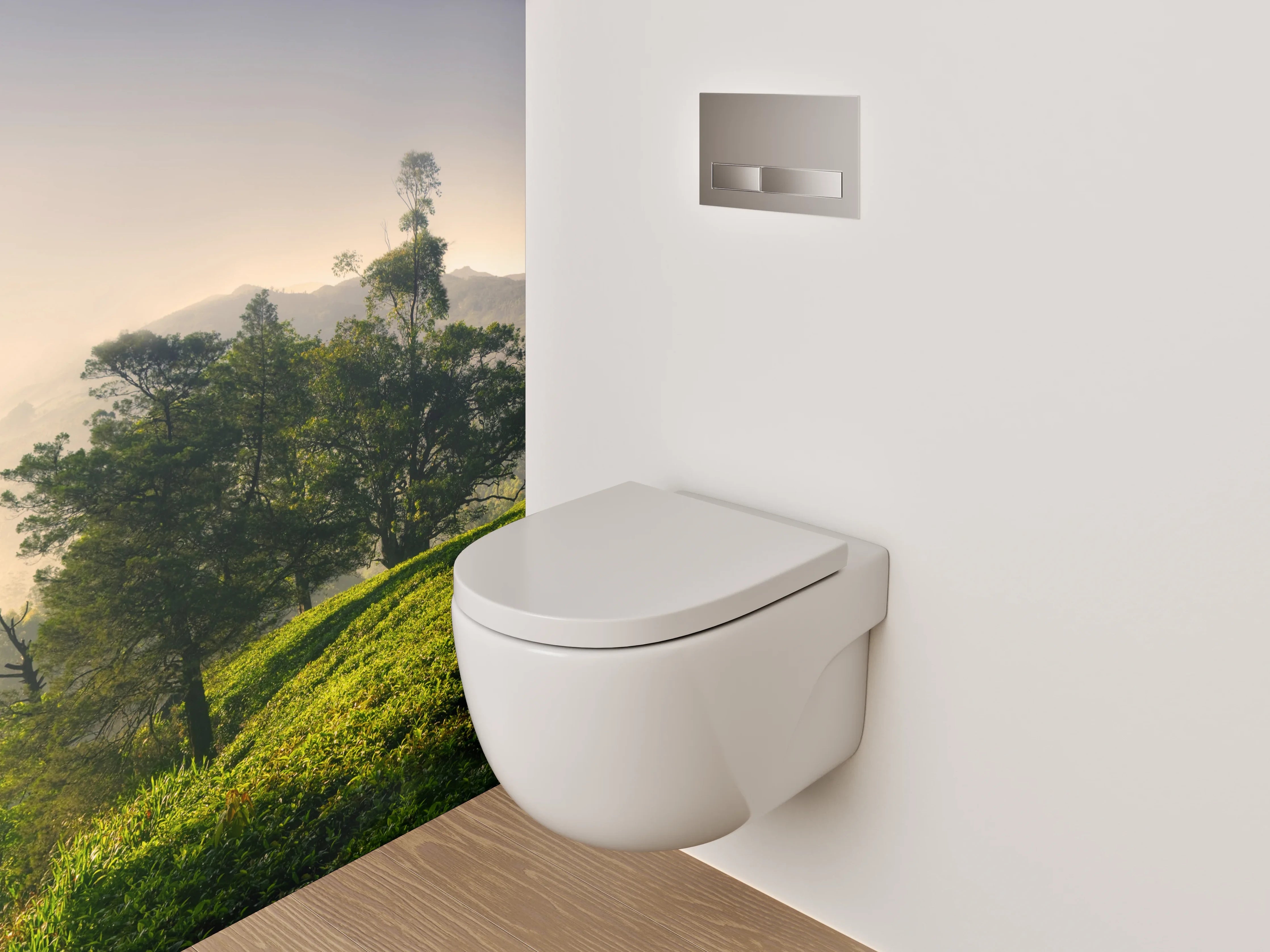 WC-Rückwand - Morgenstimmung Panorama Teeplantage