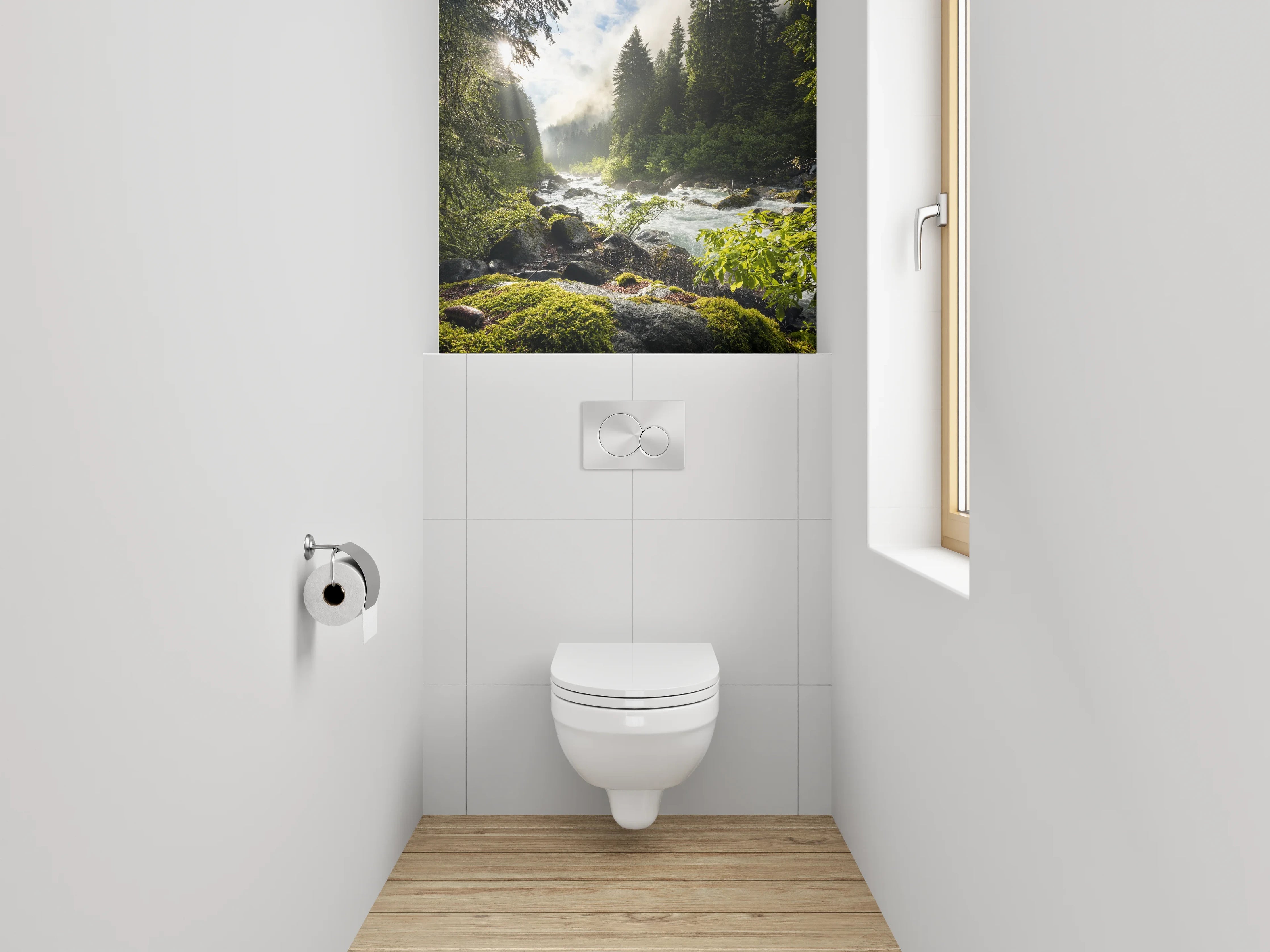 WC-Rückwand - Morgenstimmung am wilden Gebirgsbach